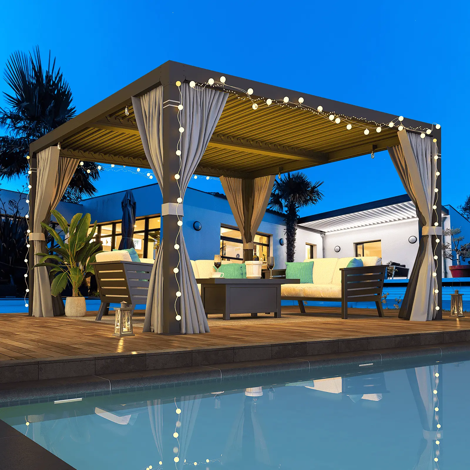 Yoleny 10'??10' Outdoor Louvered Pergola with Adjustable Aluminum Rainproof Roof. Dark Gray