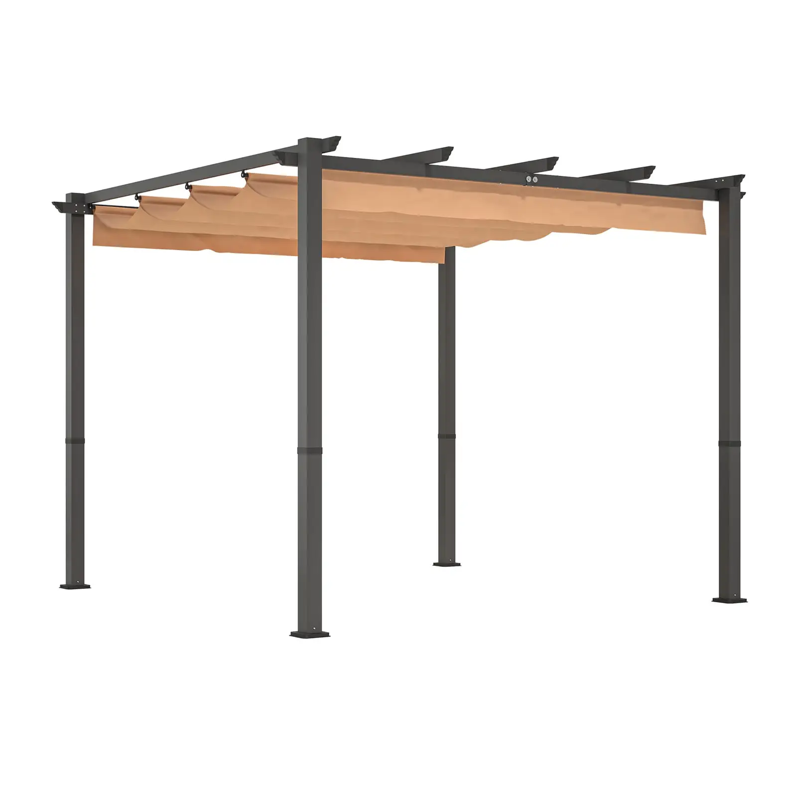 Yone jx je 10' x 10' Aluminum Patio Pergola with Retractable Pergola Canopy. Backyard Shade Shelter for Porch. Outdoor Party. Garden. Grill Gazebo. Khaki