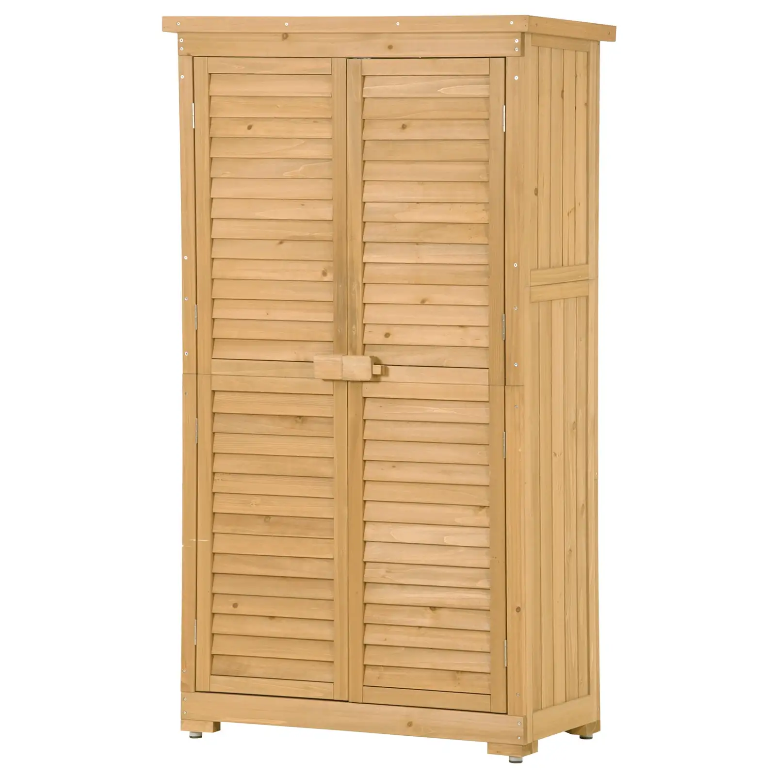 Yone jx je 3 Tier Wooden Garden Shed Patio Storage Cabinet Outdoor with Adjustable Legs Organizer Wooden Lockers with Fir Wood for Garden. Backyard. Patio Storage.Natural