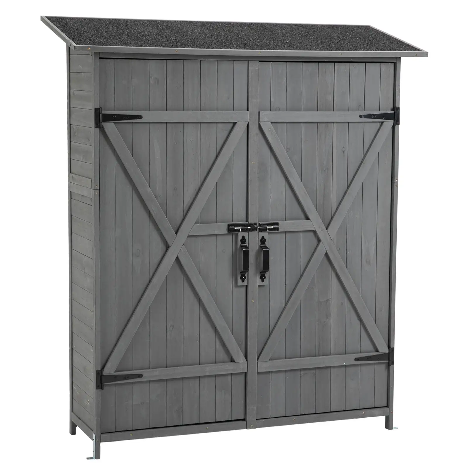 Yone jx je 56L x 19.5W x 64H Outdoor Storage Shed with Lockable Door. Wooden Tool Storage Shed w/Detachable Shelves & Pitch Roof.Perfect to Store Patio Furniture. Garden Tools.Aqua Grey