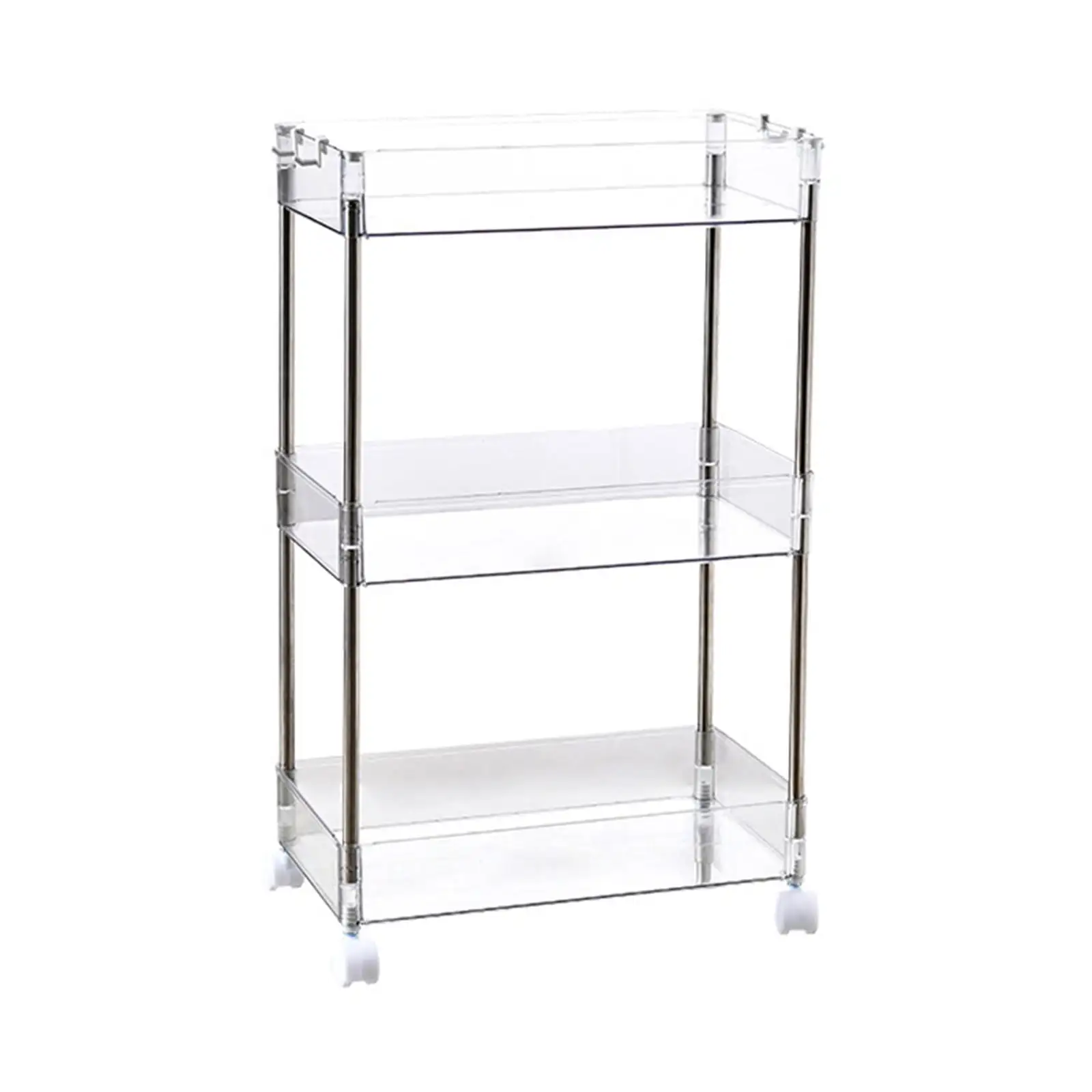 ZCFZJW Home Decor Clearance-Transparent Rolling Storage Trolley. Laundry Room Organizer. 3 Tier Mobile Shelving Unit Bathroom Organizer Rolling Utility Trolley For Kitchen Bathroom