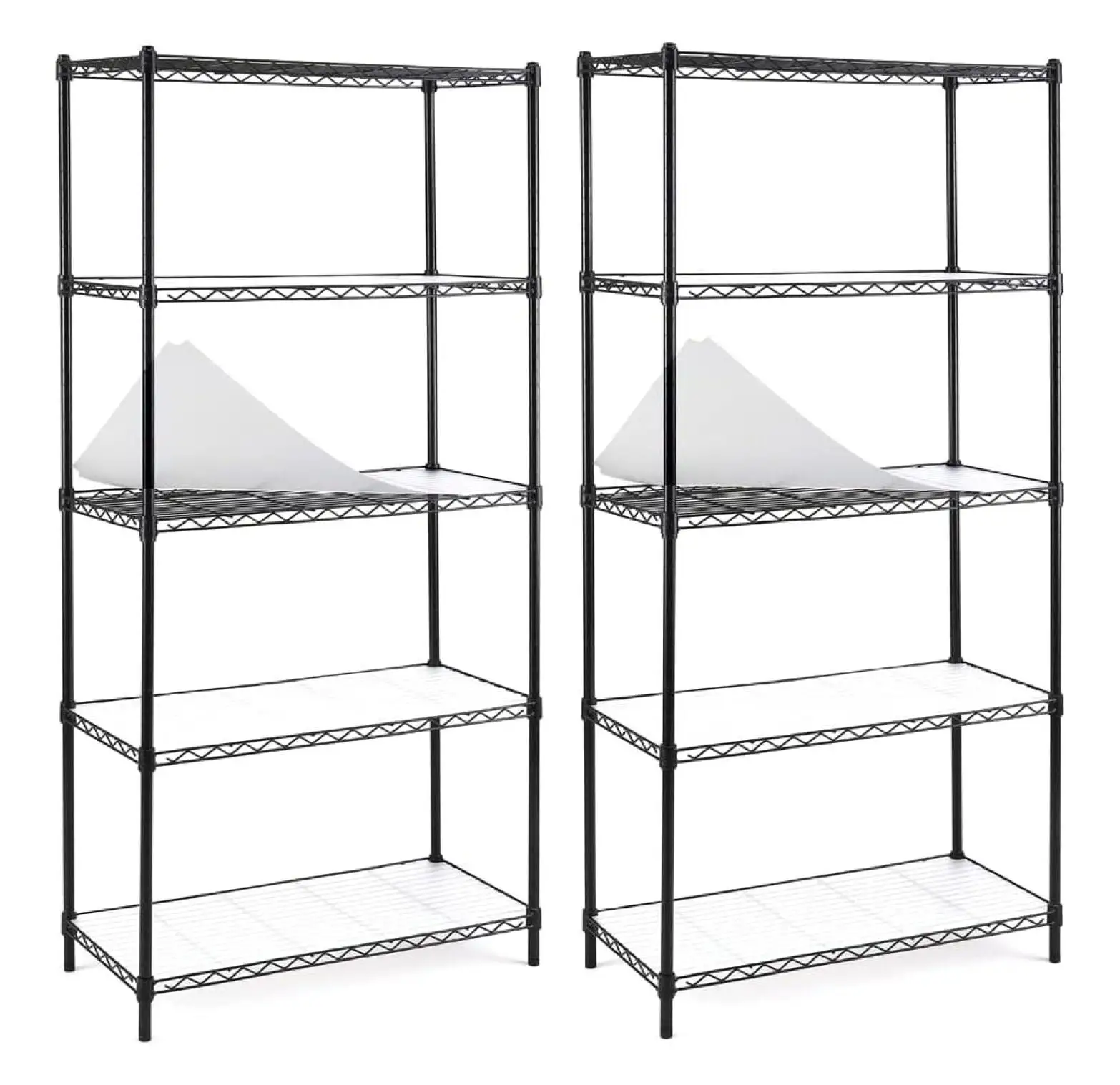 ZHANGHU 2-Pack 5-Shelf Shelving Unit. Adjustable. Heavy Duty Carbon Steel Wire Shelves. 150lbs Loading Capacity Per Shelf. Units and Storage for Kitchen Garage (30W x 14D 60H) Black. S200-5X2