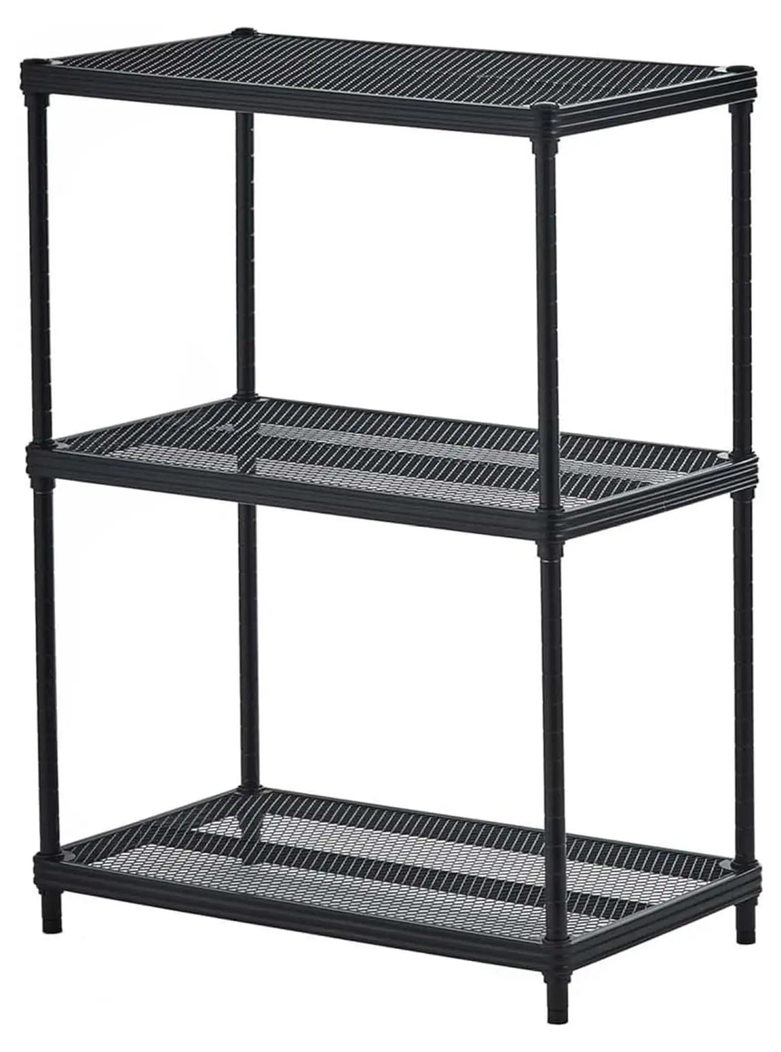 ZHANGHU MeshWorks 3 Tier Full-Size Stainless Steel Metal Storage Shelving Unit Rack for Kitchen. Office. and Garage Organization. Black