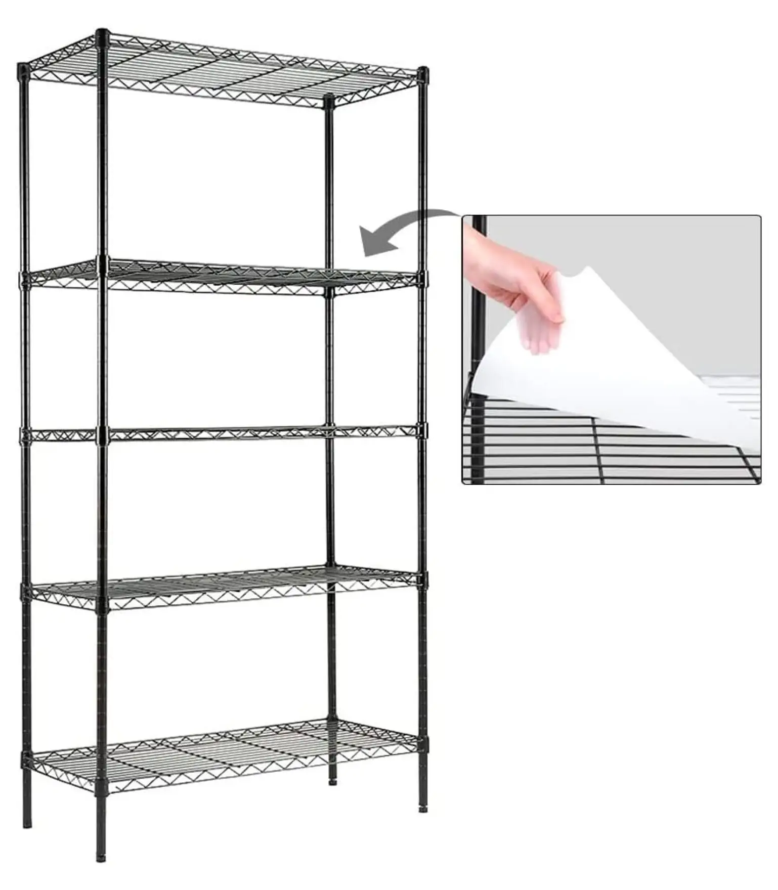 ZHAOTONG 5-Shelf Shelving Unit with 5-Shelf Liners. Adjustable. Steel Wire Shelves. 150lbs Loading Capacity Per Shelf Units and Storage for Kitchen and Garage (30W x 14D x 60H)