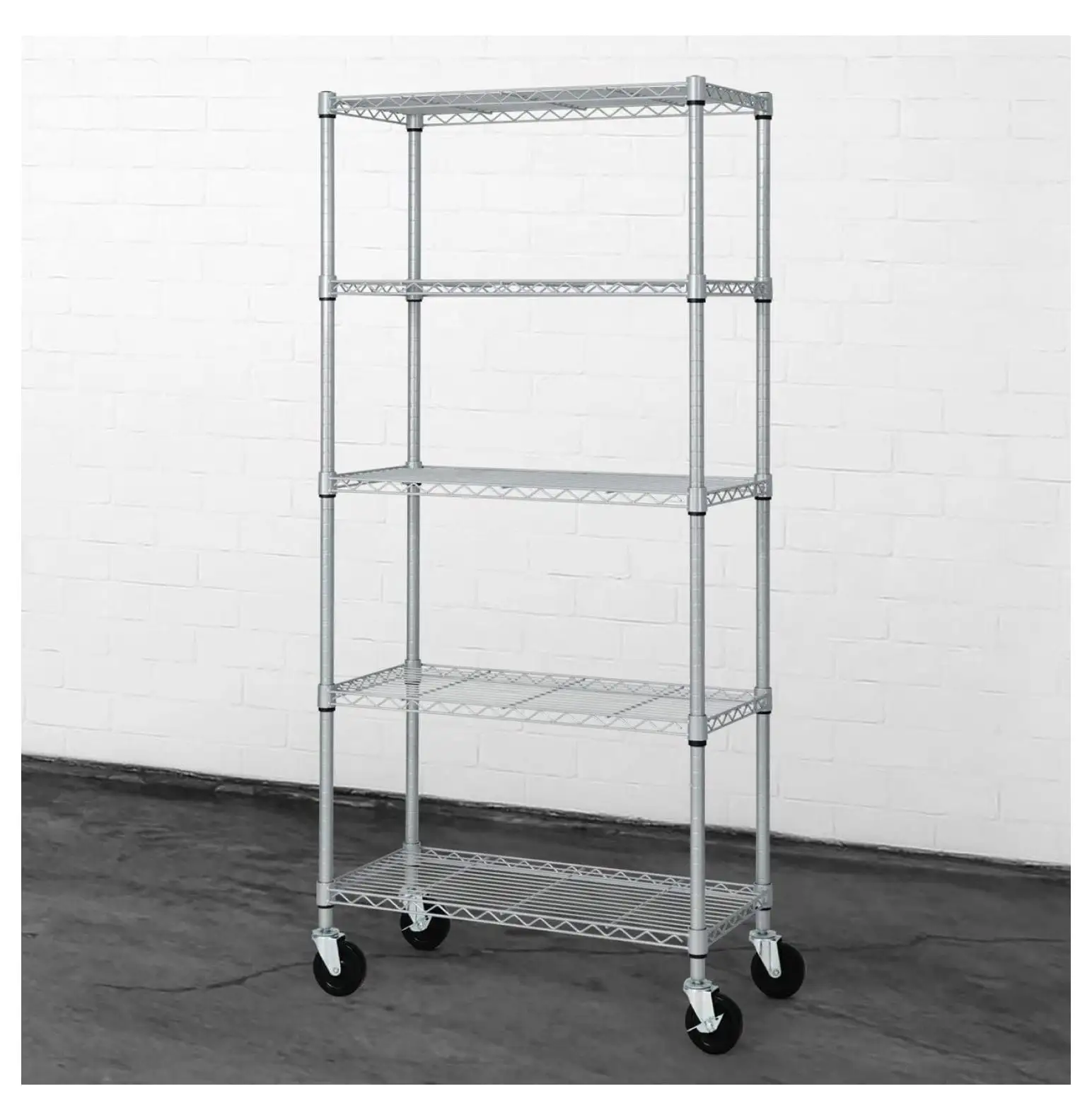 ZHAOTONG Heavy Duty NSF Adjustable Shelves Wire Shelving w/Wheels & Feet. Kitchen Storage Metal Shelf. Garage Storage Shelving. Utility Wire Rack Storage Unit. Silver Grey 30 x 14. 5-Tier