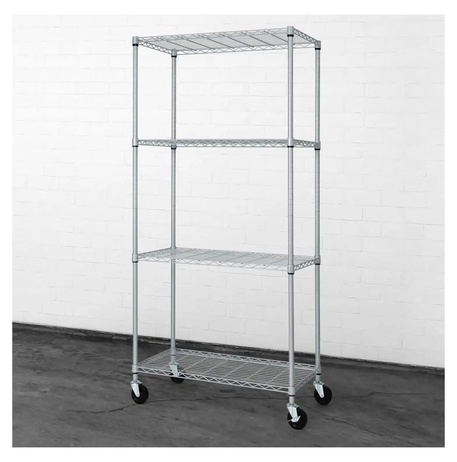 ZHAOTONG Heavy Duty NSF Adjustable Shelves Wire Shelving w/Wheels & Feet. Kitchen Storage Metal Shelf. Garage Storage Shelving. Utility Wire Rack Storage Unit. Silver Grey 36 x 18. 4-Tier