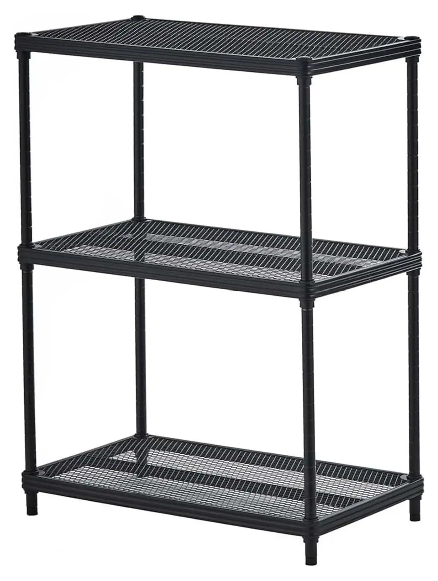 ZHAOTONG MeshWorks 3 Tier Full-Size Stainless Steel Metal Storage Shelving Unit Rack for Kitchen. Office. and Garage Organization. Black