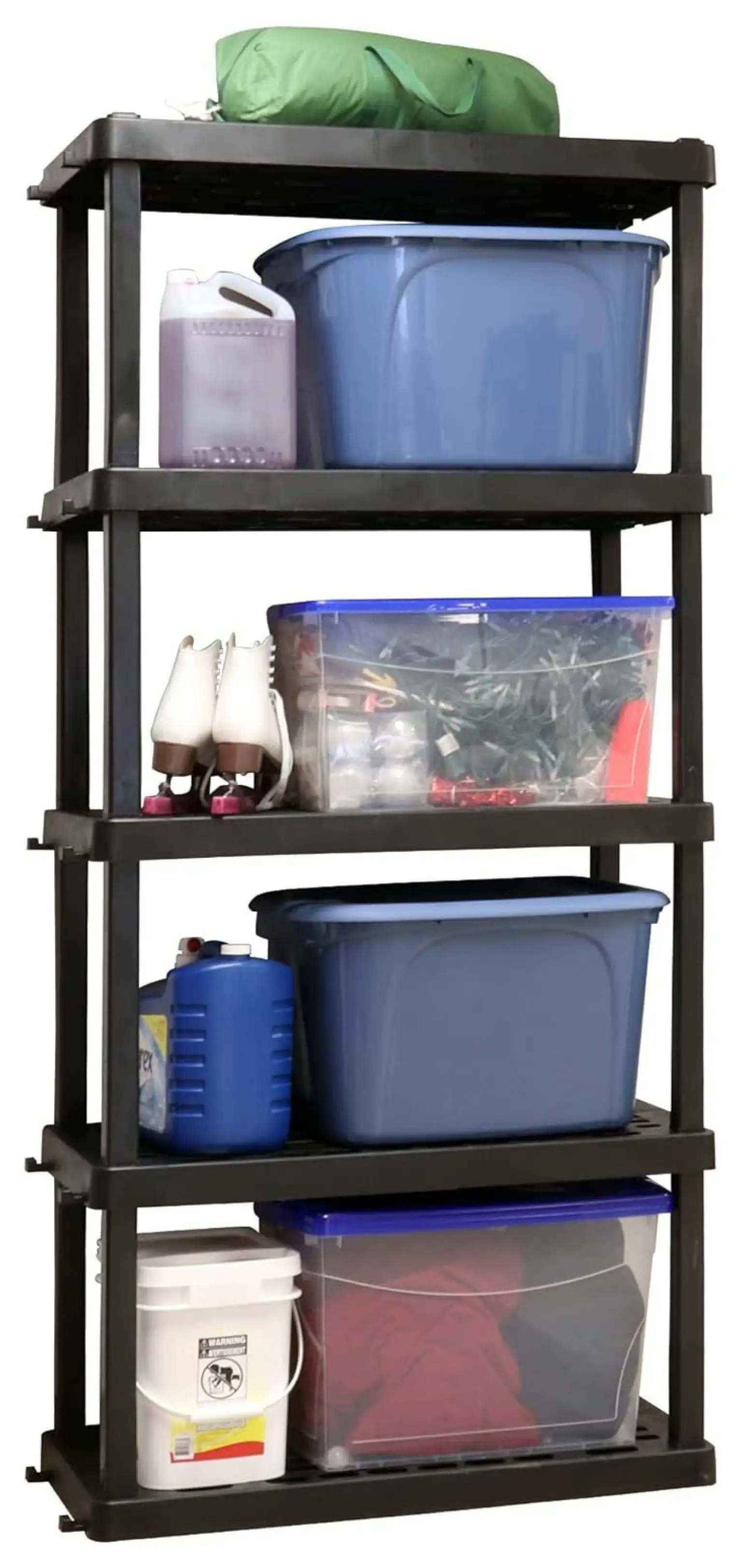 ZHAOTONG Oskar 5 Tier Plastic Shelf. Garage Shelving Unit. Rack and Storage Shelves - Ideal for Storage Shed. and Shelf Organizer - Perfect for Garage Storage and Shelving .Black