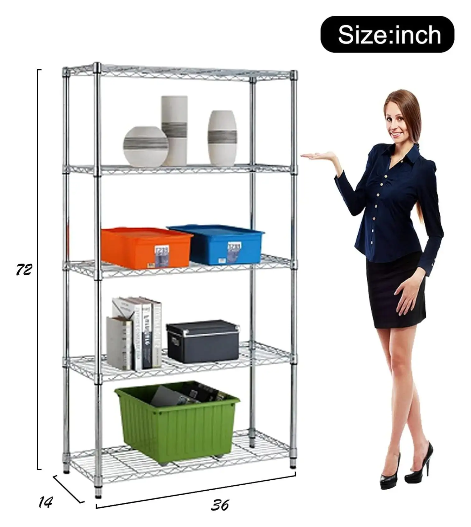 ZHAOTONG Storage Shelves.5 Tier 1250Lbs Capacity Wire Shelving Unit NSF Metal Shelf Organizer Adjustable Height Heavy Duty Steel Shelving Units for Office Restaurant Kitchen Pantry Rack. Chrome