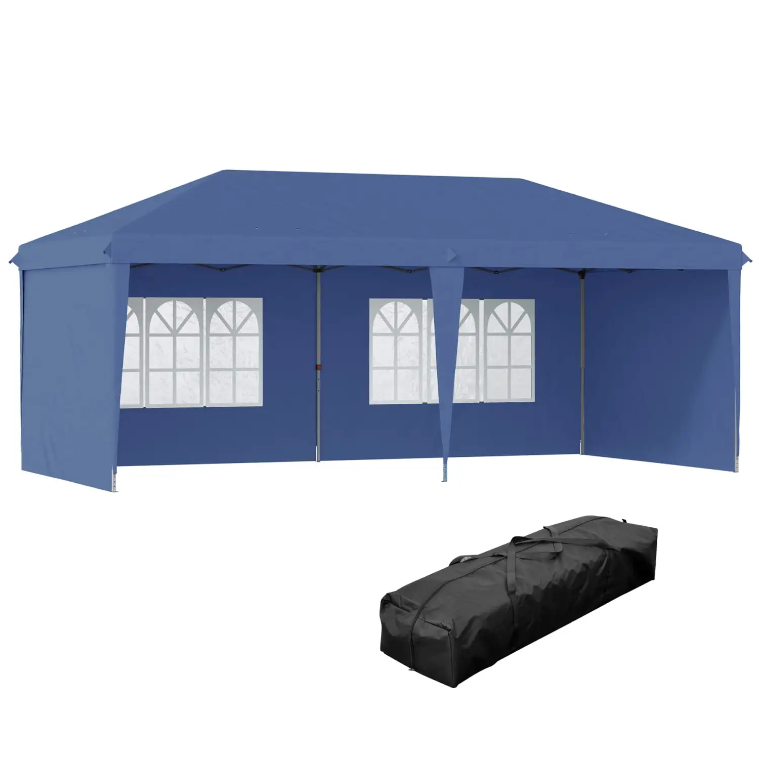 ZJbiubiuHome 10' x 20' Pop Up Canopy Tent with 4 Sidewalls Heavy Duty Tents for Parties Outdoor Instant Gazebo with Carry Bag for Outdoor Garden Patio Blue