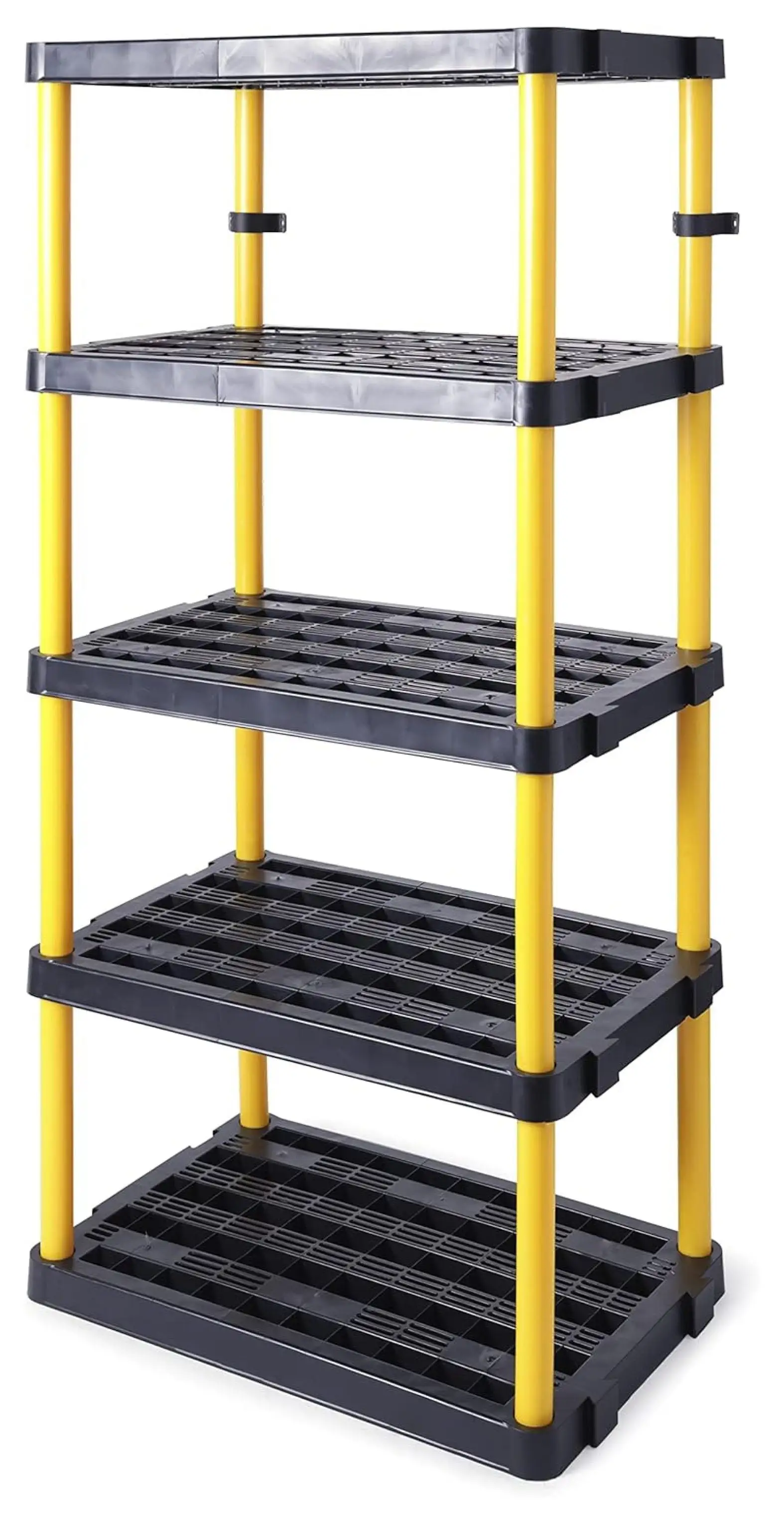 ZRQarq 5 Shelf Fixed Height Ventilated Heavy Duty Shelving Unit 36 x 24 x 74 Organizer System for Home. Garage. or Basement. Black & Yellow