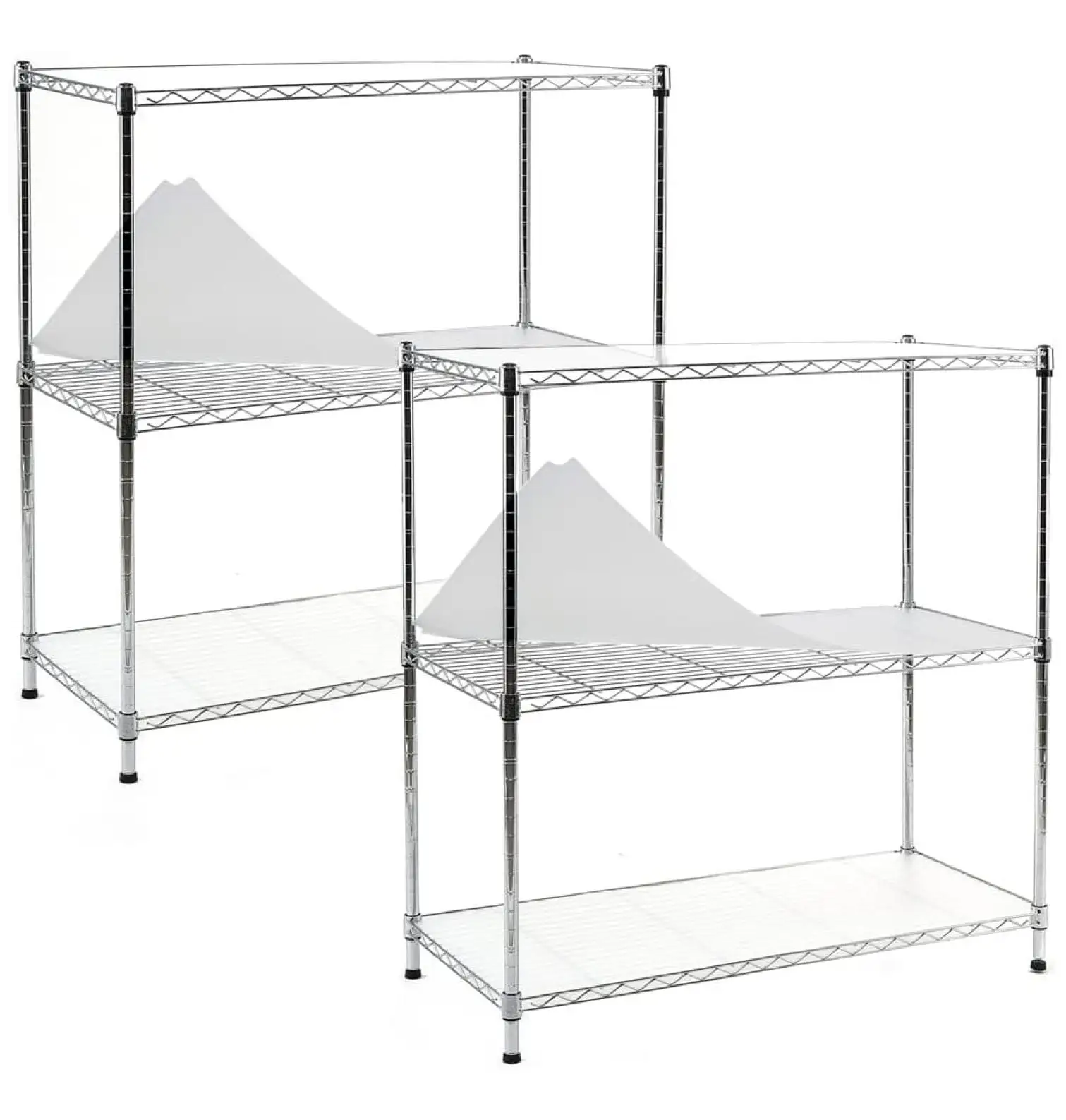 Zengpin 2-Pack Chrome 3-Shelf Shelving Unit with 3-Shelf Liners. Adjustable Rack. Steel Wire Shelves. Shelving Units and Storage for Kitchen and Garage (36W x 16D x 36H)