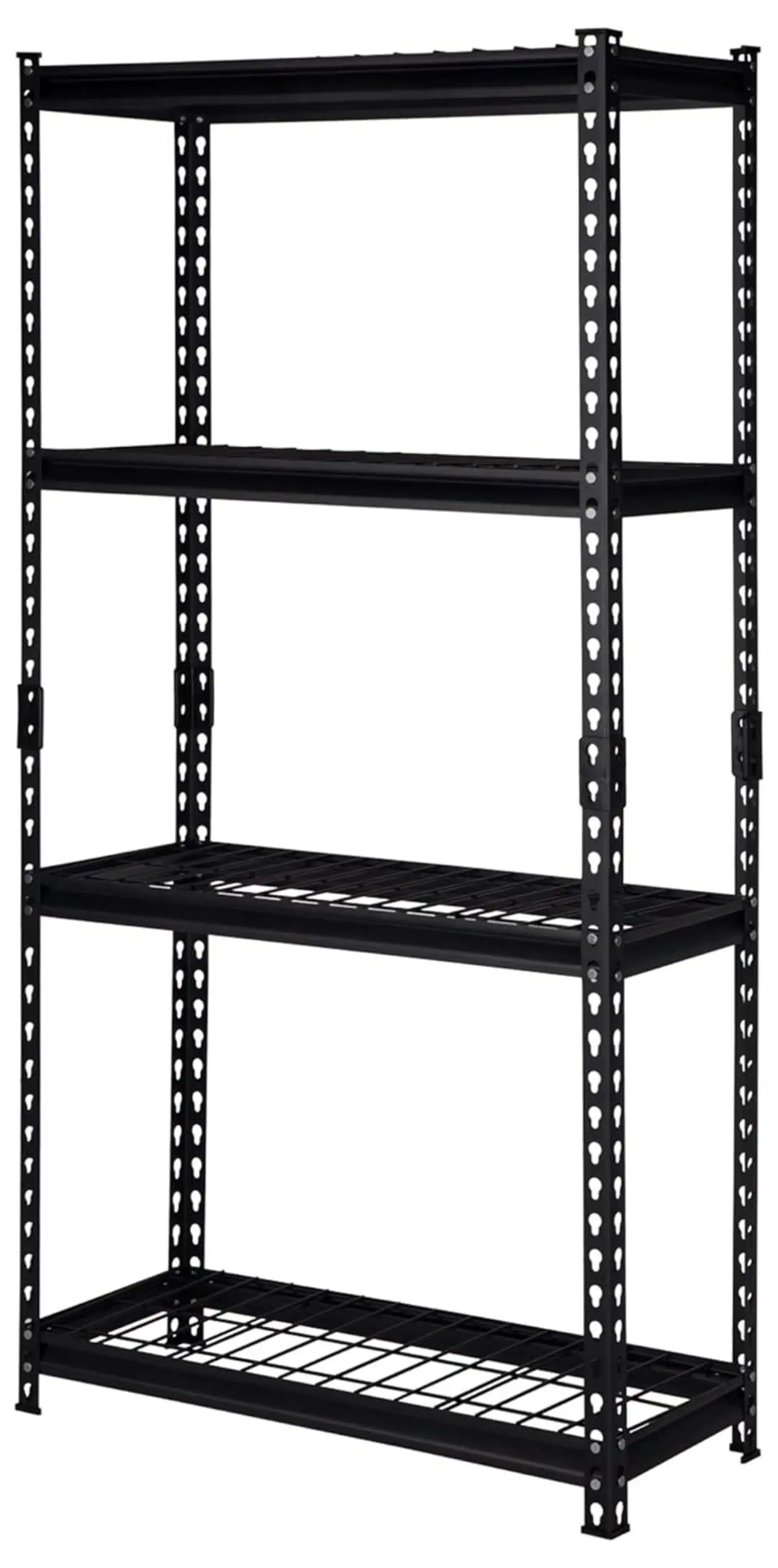 Zengpin 30 W x 12 D x 60 H Adjustable Height 4-Shelf Steel Shelving Unit Utility Organizer Rack for Home. Office. and Warehouse. Black