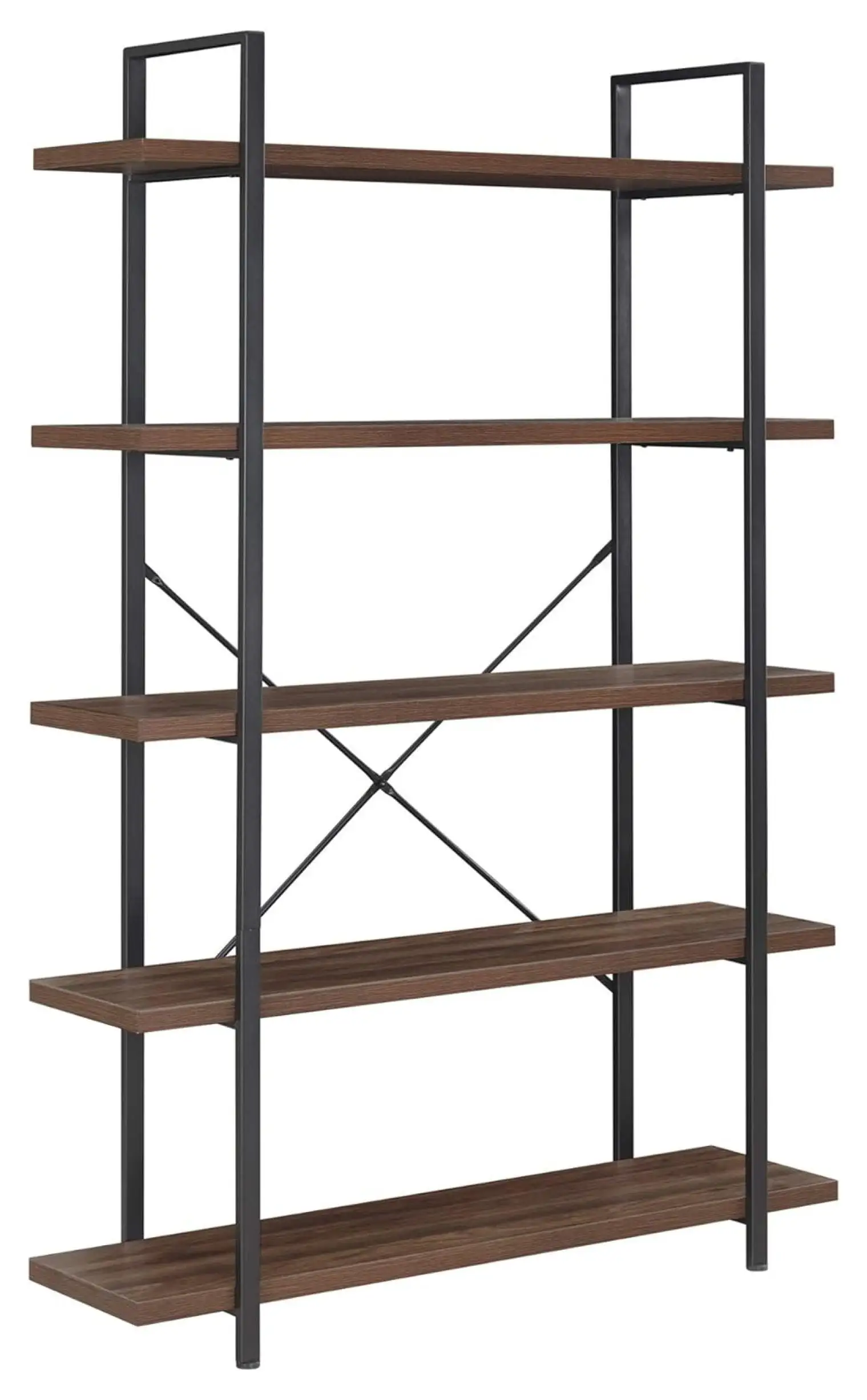 Zengpin 5-Tier Wood Bookshelf. 70 Inch Industrial Storage Shelves Organizer for Living Room. Pantry. Home Office and Garage. Open Display Shelves with Metal Frame - Dark Walnut