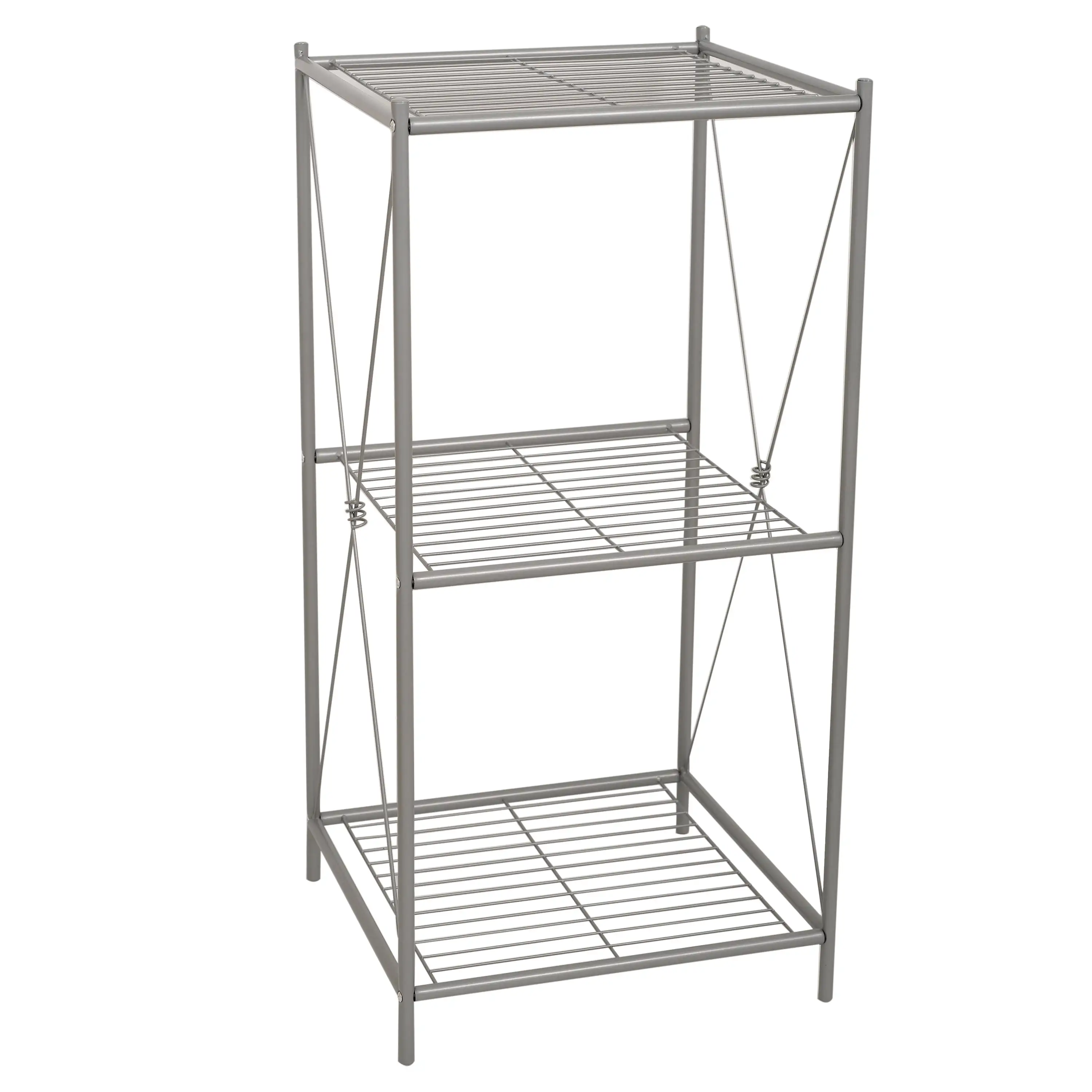 Zenna Home 3-Shelf Bath Floor Shelves. Metal. 14.5 W x 14.5 D x 29.9 H . Satin Nickel