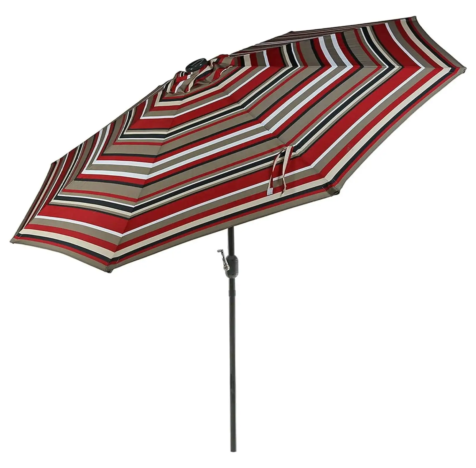 ZiaZbYinY 9 Foot Outdoor Patio Umbrella with Solar Lights & Tilt/Crank. LED. Awning Stripe