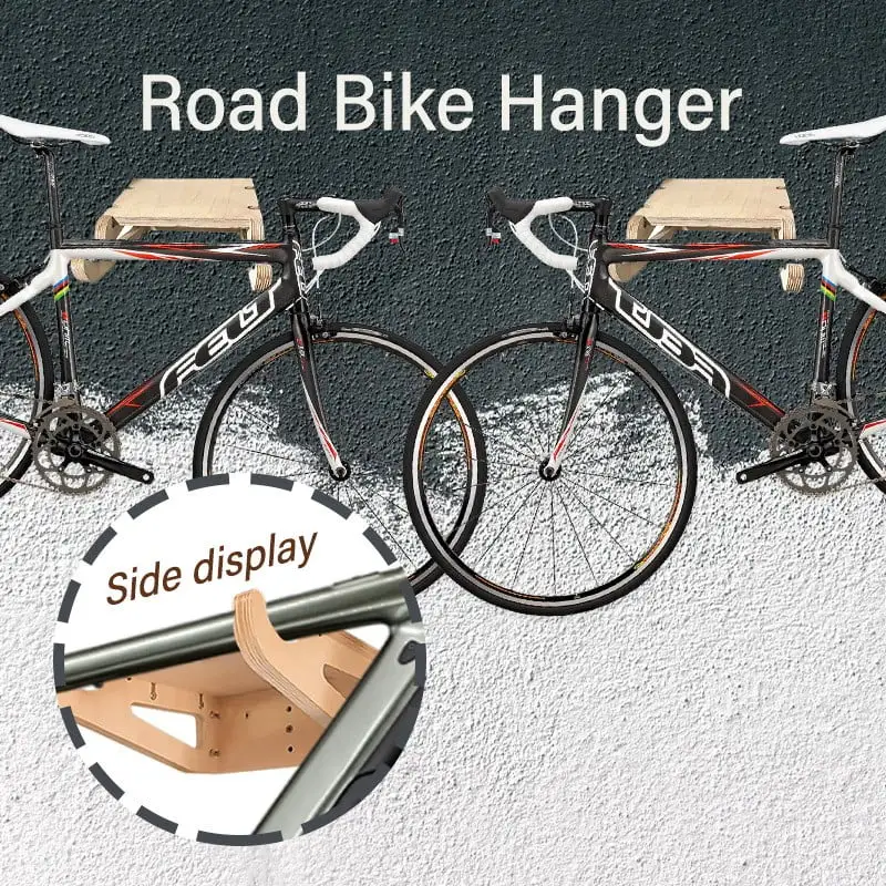 Zougou Wooden Road Bike Wall Mount Bicycle Wall Mount Compact Wall Bike Carrier Space Saving Bike Storage For Garage Home Or Apartment Brown Free Size