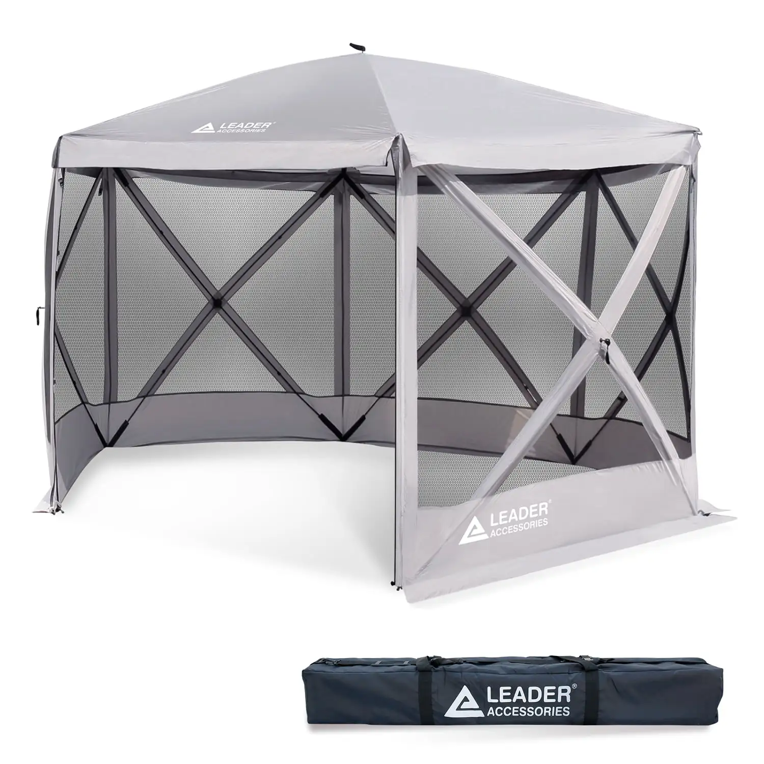 Leader Accessories Gazebo Tent Pop Up 6 Sided Canopy Instant Screen House Hub.Grey