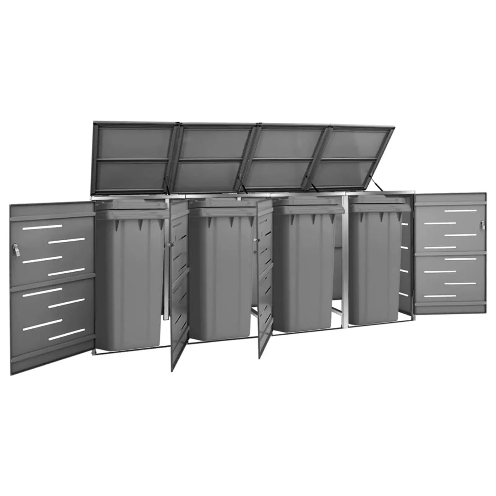 ametoys Quadruple Wheelie Bin Shed 108.9x30.5x45.5 Stainless Steel