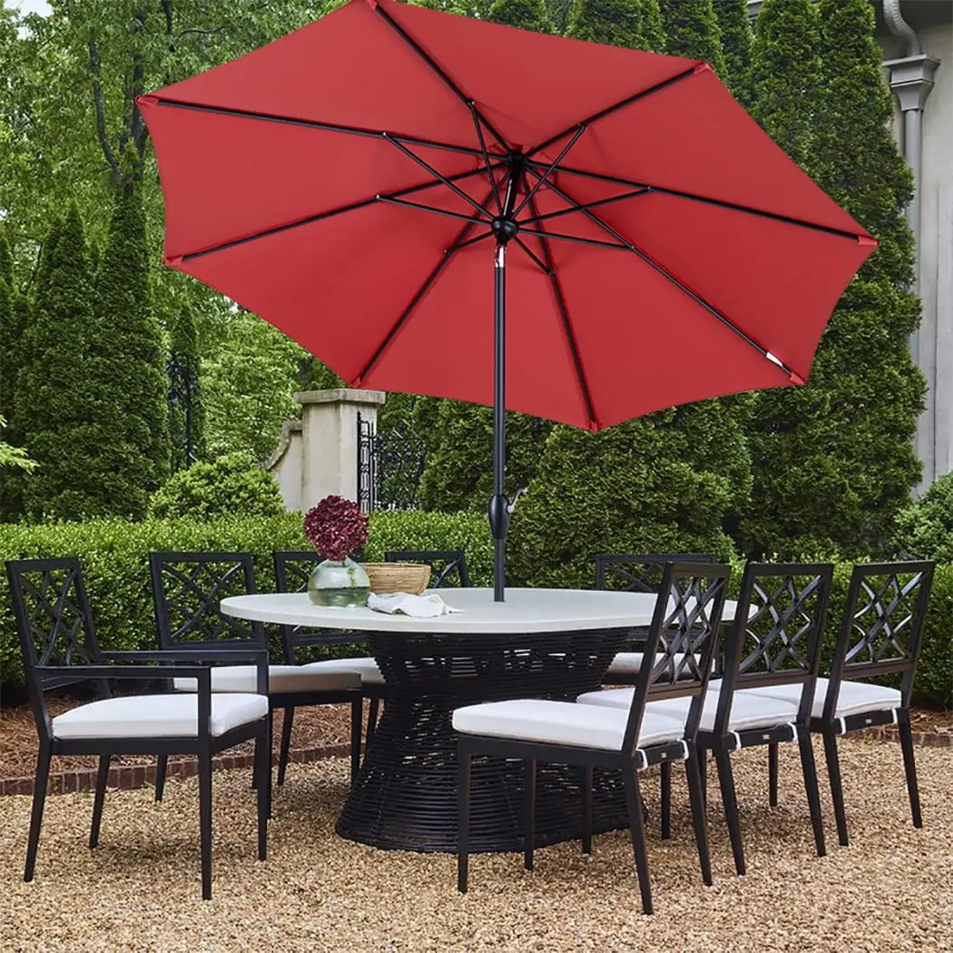 LOAOL Auto Tilt Crank Umbrella.9 Ft.Red