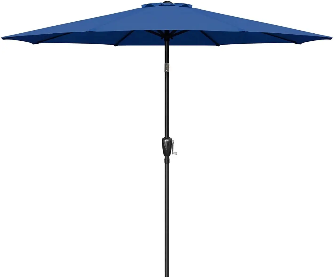 9 FT Patio Umbrella. Outdoor Market Table Umbrella with Push Button Tilt and Crank. Outdoor Shade Canopy with 8 Sturdy Ribs for Garden Deck Backyard Pool. Base Not Included. Blue