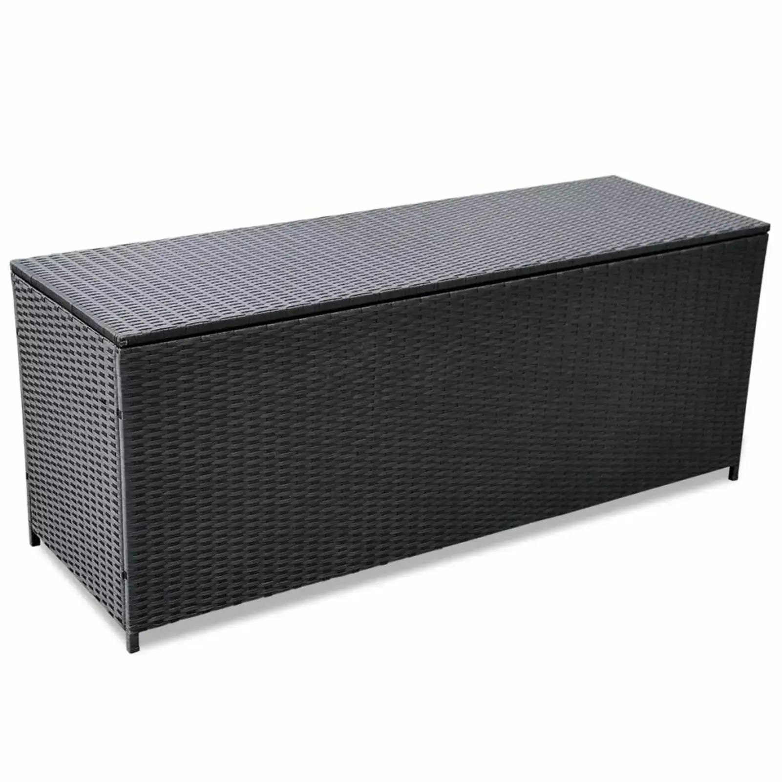 Garden Storage Box Black 59x19.7x23.6 Poly Rattan