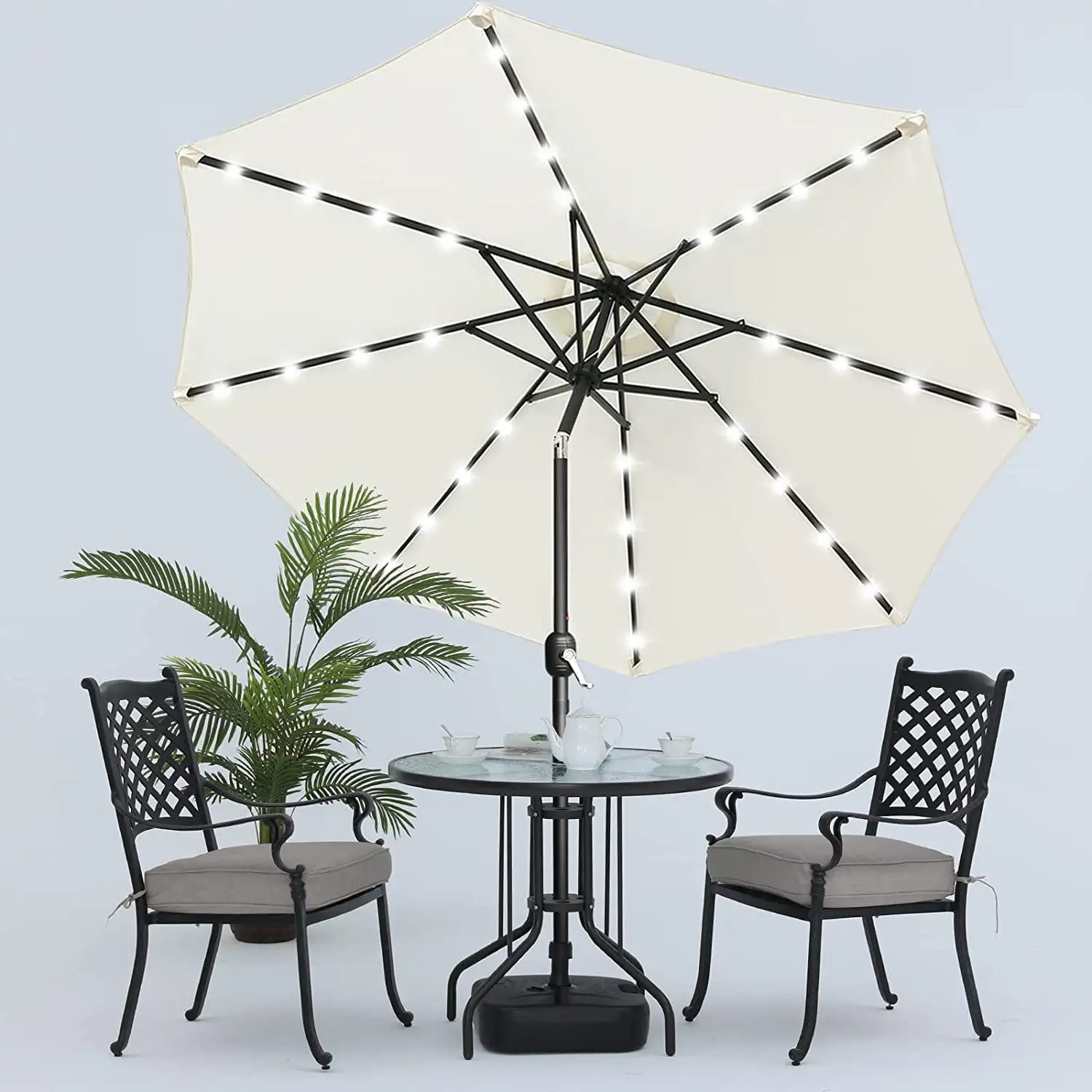 10ft Outdoor Patio Umbrella for Inground Pool Balcony Backyard White