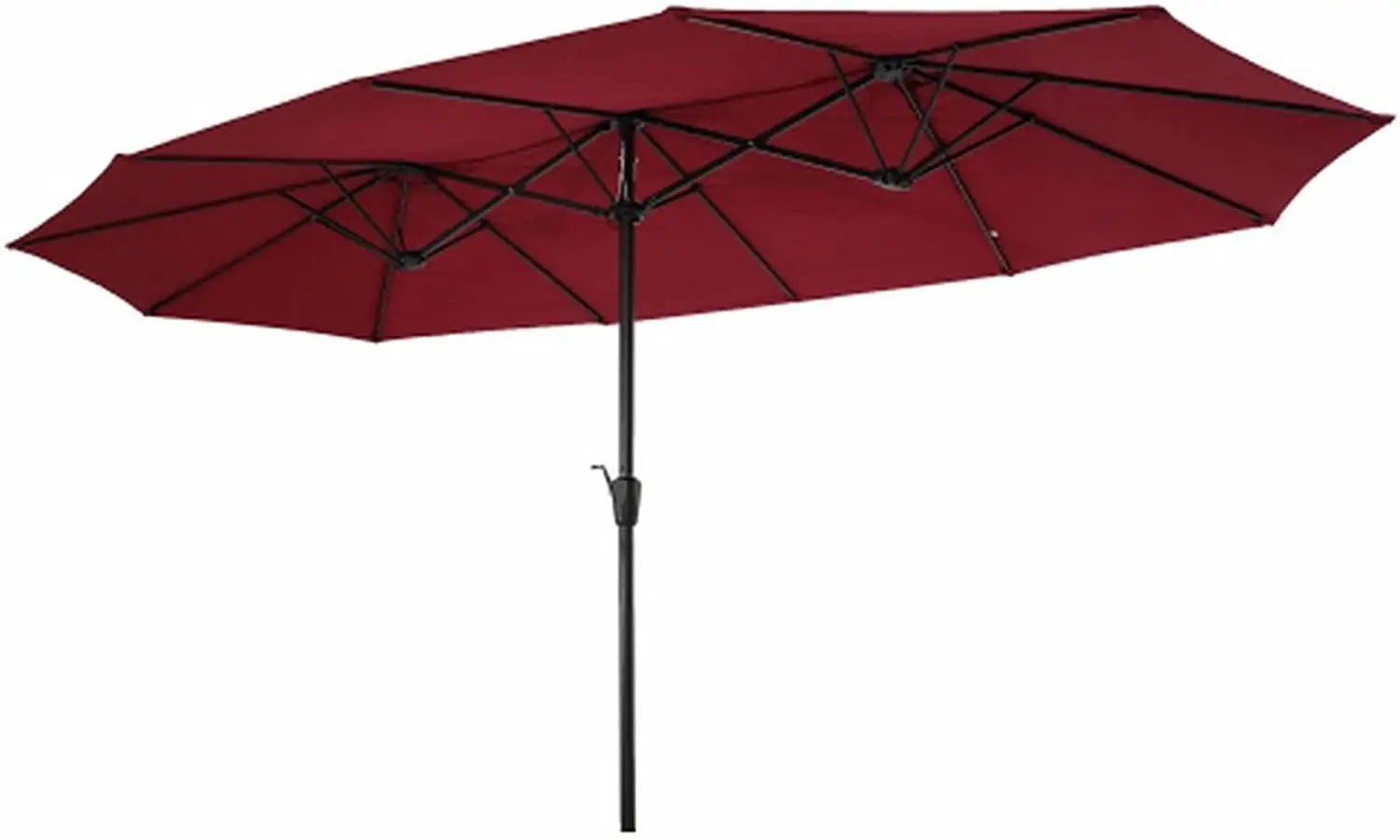 Saim 15x9ft Large Double-Sided Rectangular Outdoor Twin Patio Market Umbrella w/Crank- Taupe