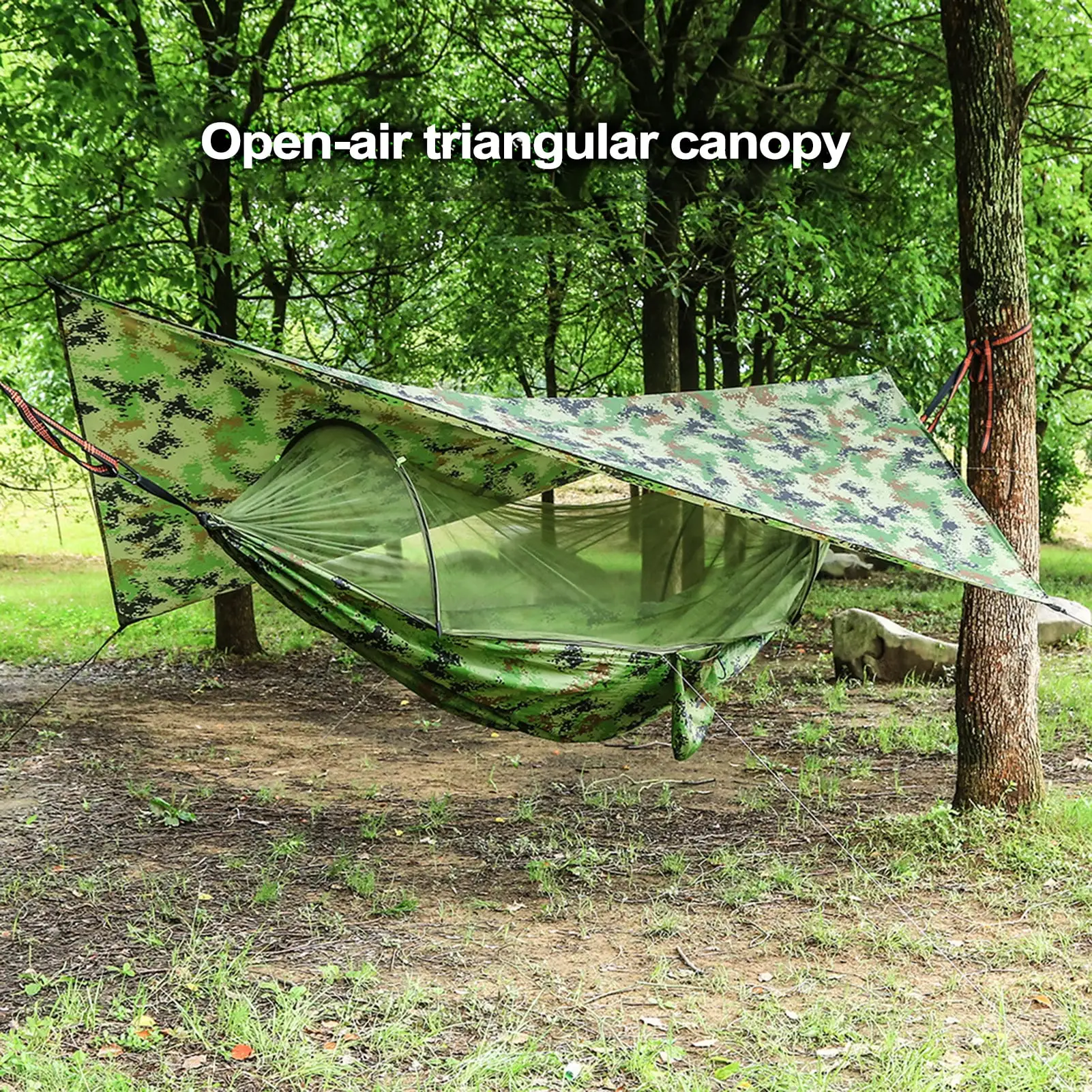 Hesroicy 1 Set Triangular Sun Shade Waterproof Temperature Resistant Folding UV-Proof Outdoor Camping Hammock Beach Awning Canopy Hiking Supply