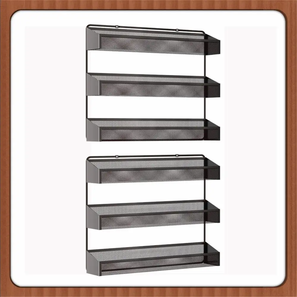 Fuleadture 2 PC 3 Tiers Storage Shelf in Home-Bronze