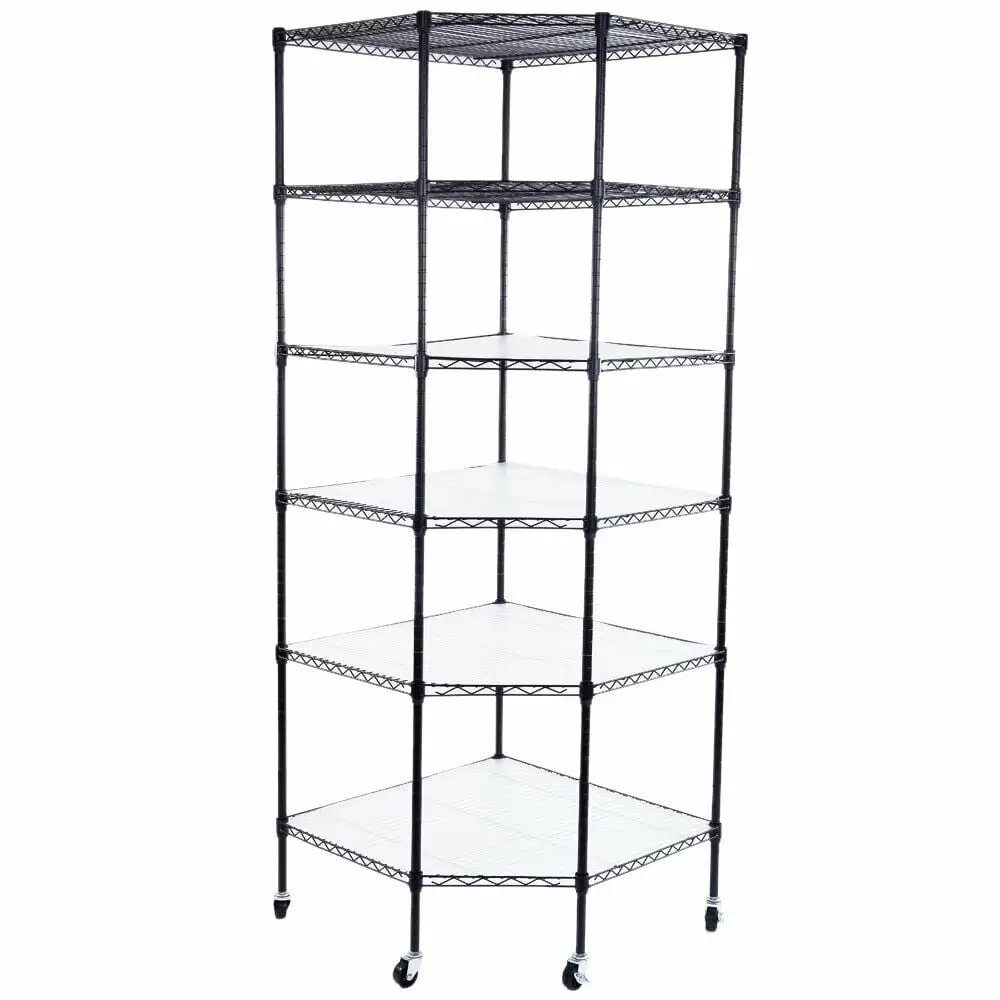 Corner Heavy Duty Wire Steel 6 Tier Corner Shelf Garage Storage Shelving Rack