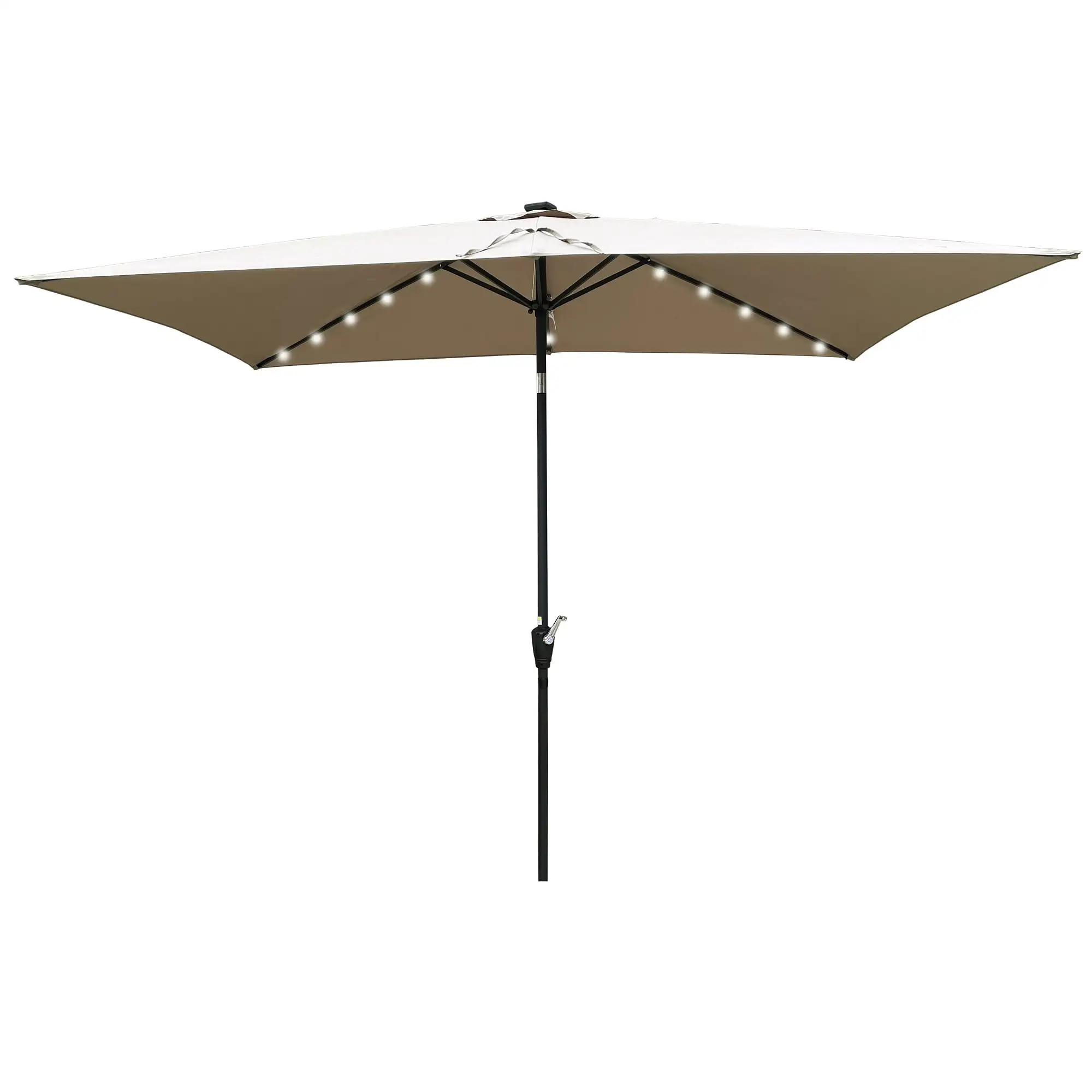 Elitezip 10 X 6.5 FT Patio Umbrella. Rectangular Outdoor Umbrellas with Solar Led Lighted. Heavy Duty Outdoor Table Umbrella with Crank and Push Button Tilt or Garden Backyard Pool Swimming Pool