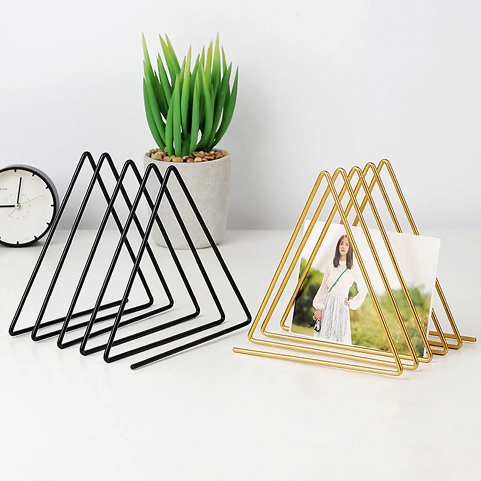 Dengjunhu Storage Rack Multi-purpose Tidy Keeping Solid Color Triangle Shape Book Storage Shelf for Desktop