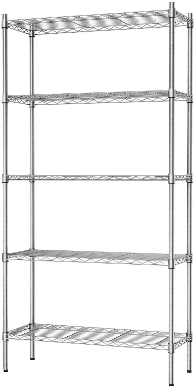 5 Tier Wire Shelving Rack Unit Storage Adjustable Metal Shelf Garage Organizer