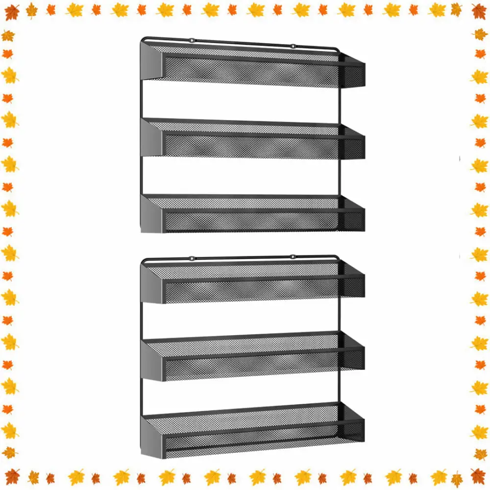 Fuleadture 2 Pieces 3 Layer Storage Shelf in Home-Black