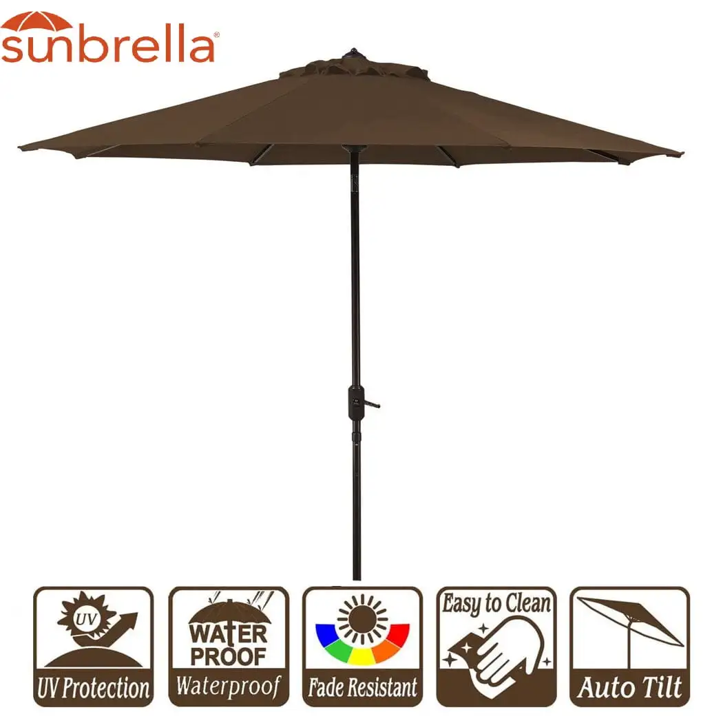 9FT Patio Umbrella 9 feet Market Umbrella Outdoor Table Umbrella with Crank. Auto Tilt and 3 Years Non-Fading Umbrella Canopy. Excellent Sun Protection Sun umbrella UPF 50+