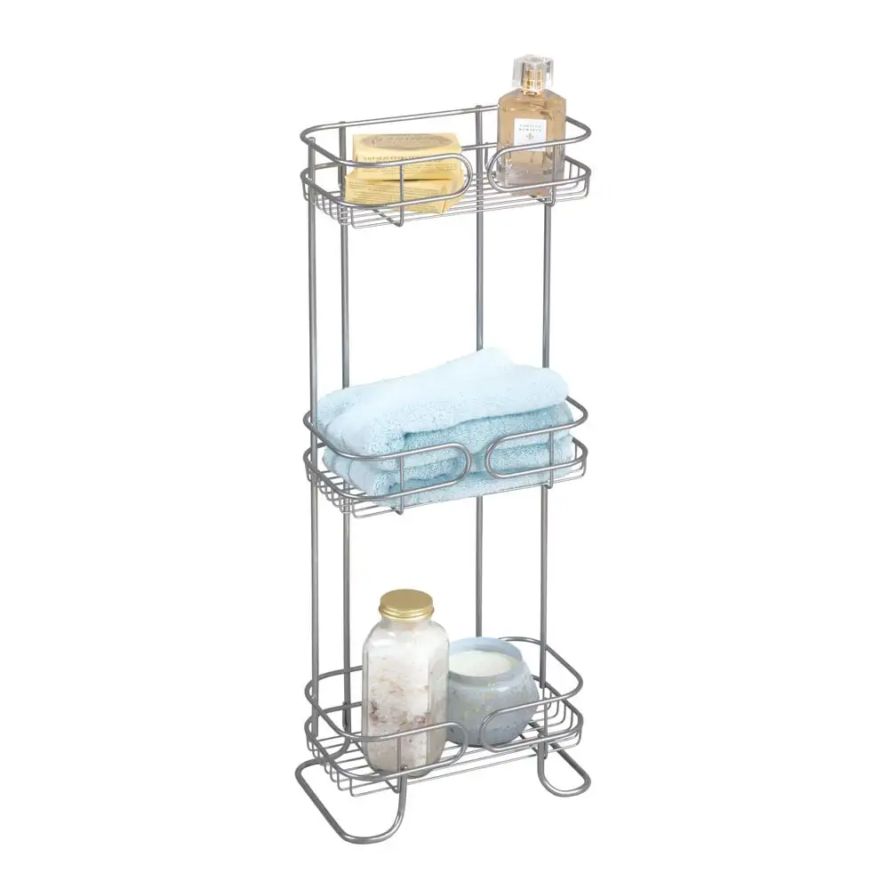 iDesign Neo Wire 3-Shelf Tower Shower Organization System. Silver