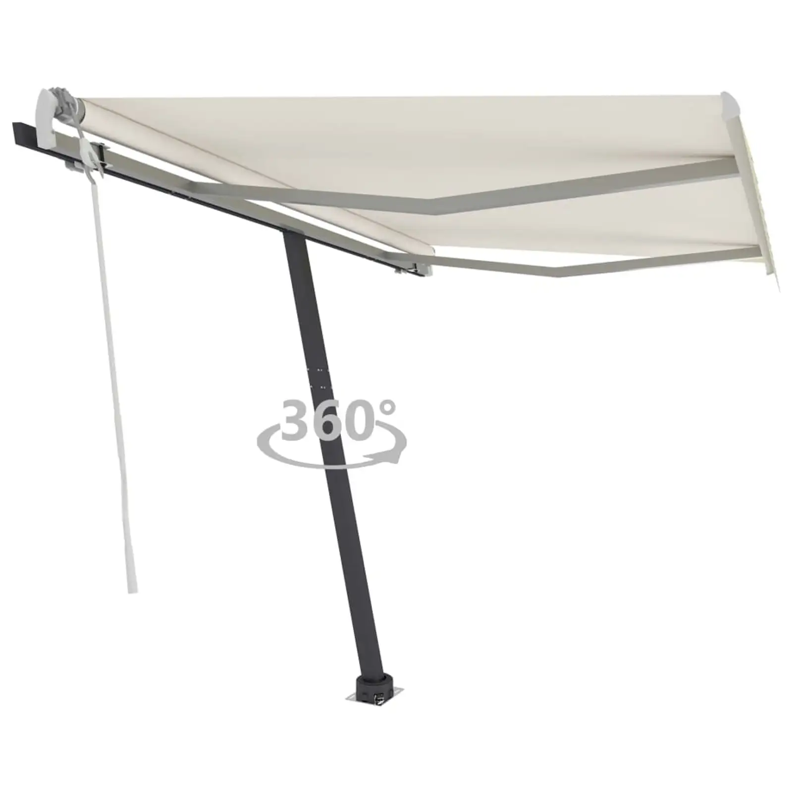 moobody Freestanding Manual Retractable Awning Canopy PU Coating Fabric Shelter Aluminum Frame Cream for Patio. Balcony. Backyard. Garden. Deck 118.1 x 98.4 Inches (W x H)