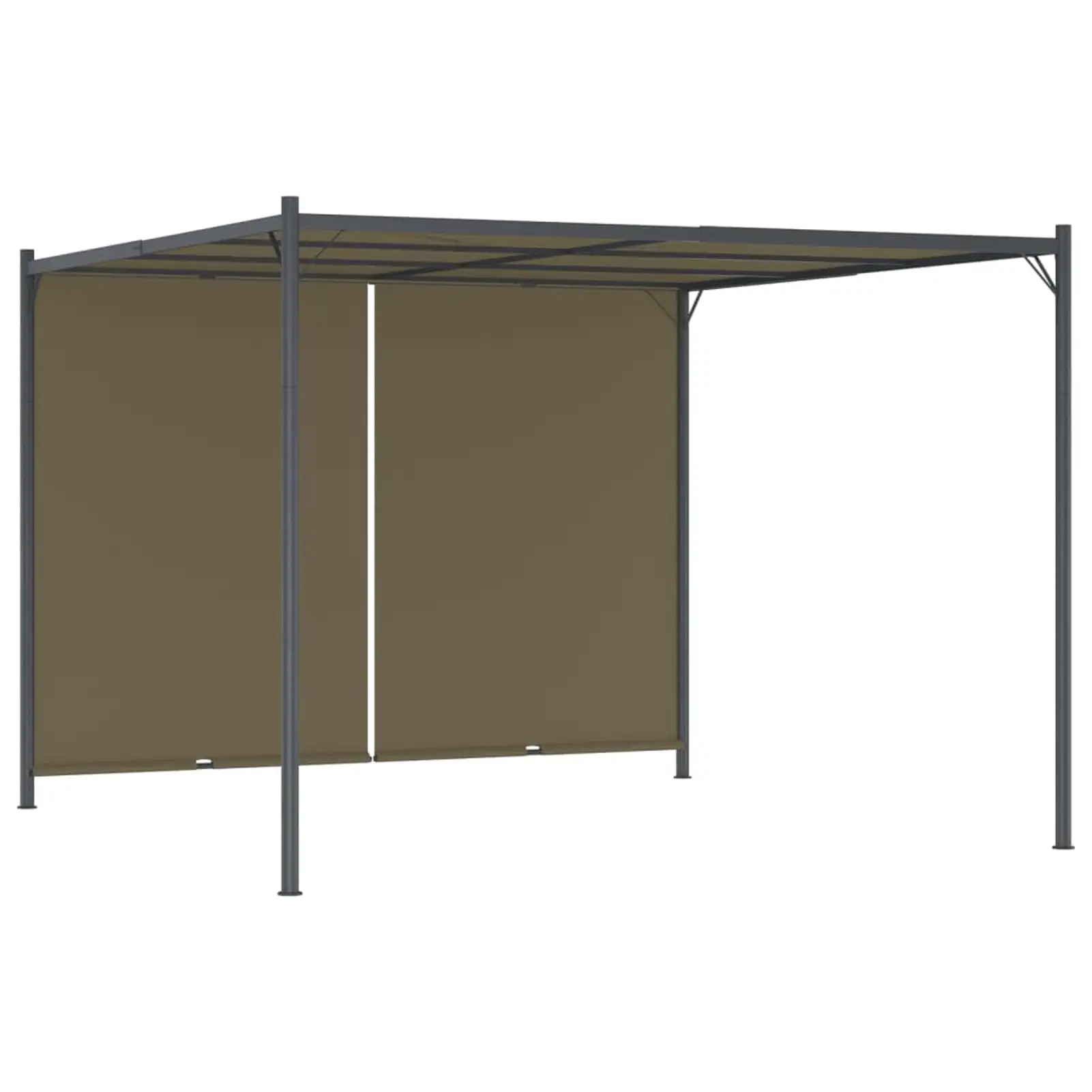 moobody Garden Pergola with Retractable Roof Taupe Steel Frame Canopy Sun Shade Shelter for for Patio. Wedding. BBQ. Camping. Festival Events 118.1 x 118.1 x 88.6 Inches (L x W x H)