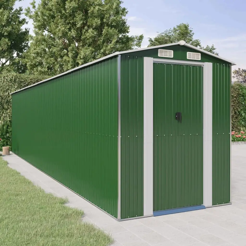 moobody Garden Shed Green 75.6x336.6x87.8 Galvanized Steel