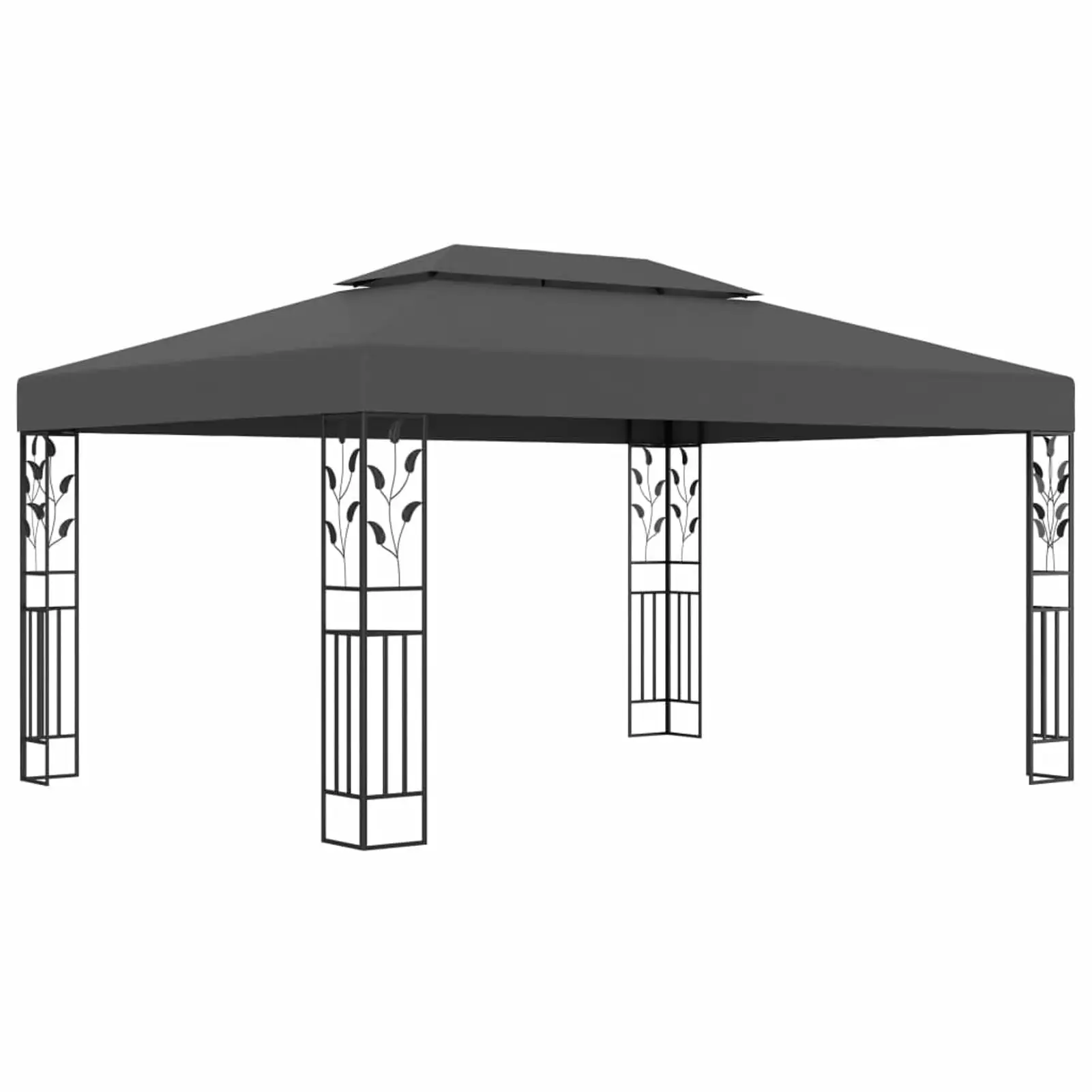 moobody Gazebo with Double Roof Steel Frame Garden Canopy Tent Sun Shelter Anthracite for Patio. Wedding. BBQ. Party. Camping Trip. Festival Cater Events 118.1 x 157.5 Inches (W x D)