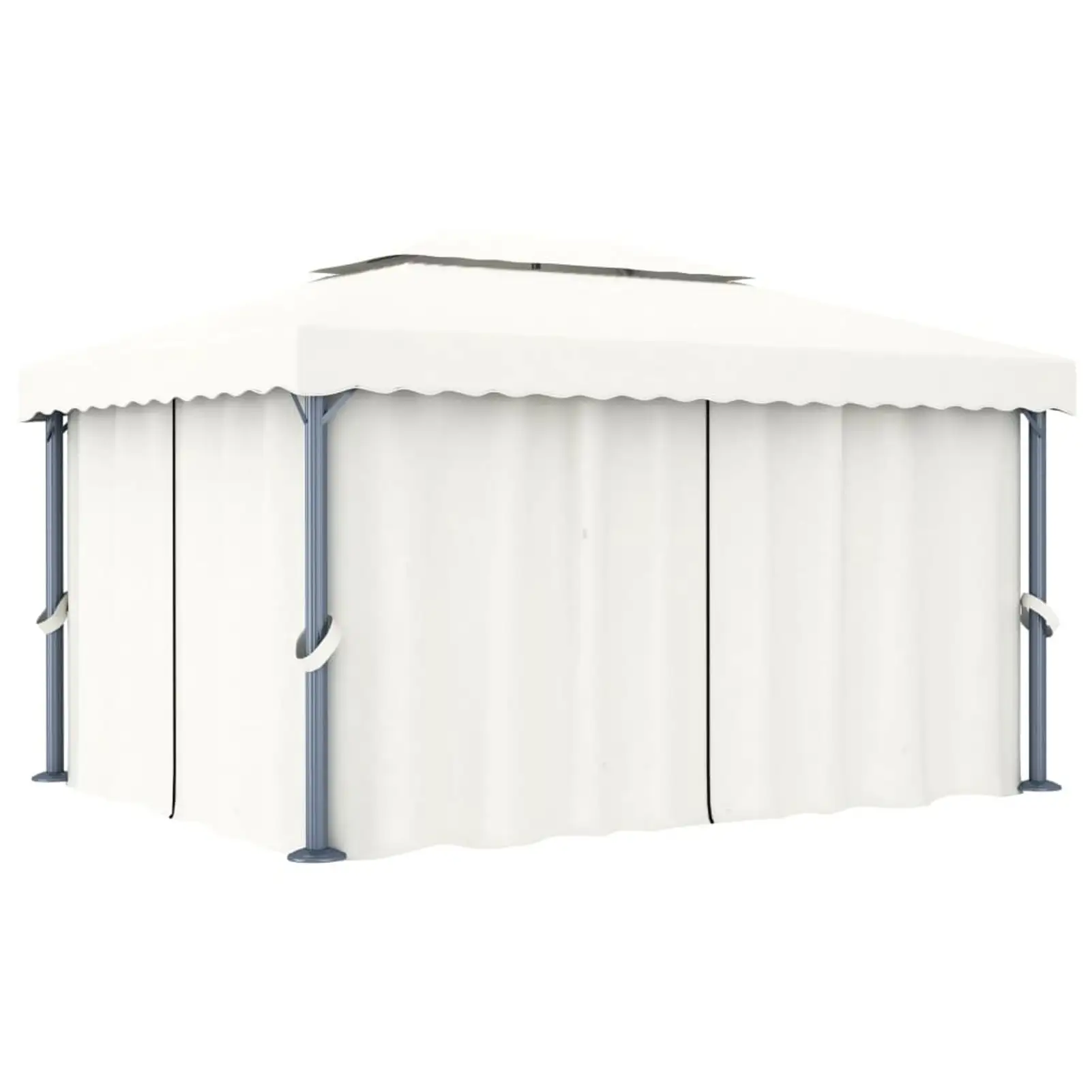 moobody Gazebo with Curtain 13.1'x9.8' White Aluminum