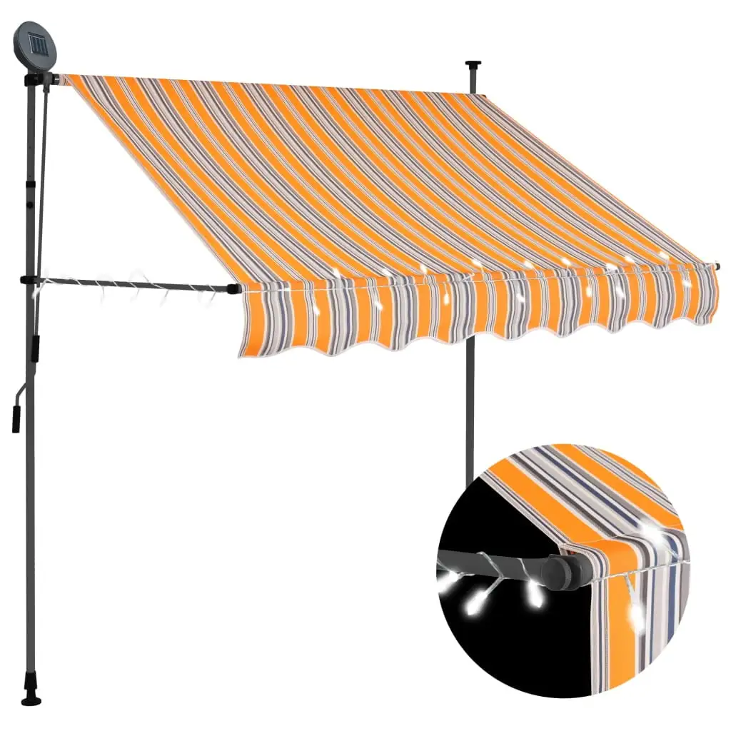 moobody Manual Retractable Awning with LED 59.1 Yellow and Blue