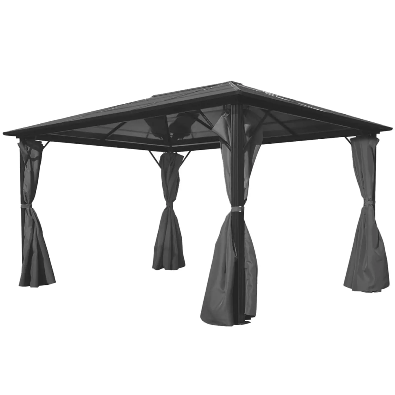 moobody Outdoor Gazebo with Curtain. Patio Party Canopy Tent. Aluminum Frame Sun Shade Shelter Anthracite for Backyard. Wedding. Shows. BBQ. Festival 157.5 x 118.1 x 94.5 Inches (L x W x H)