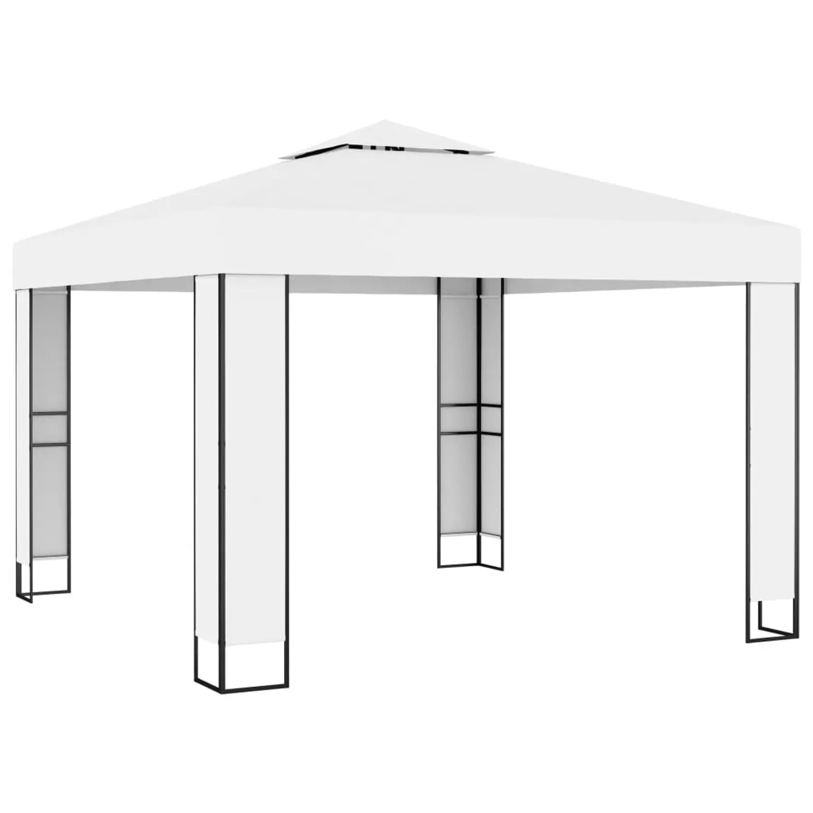 moobody Party Tent with Double Roof Gazebo Canopy Steel Frame Sun Shade Shelter White for Patio. Wedding. BBQ. Camping. Festival Events 9.8ft x 9.8ft (W x D)