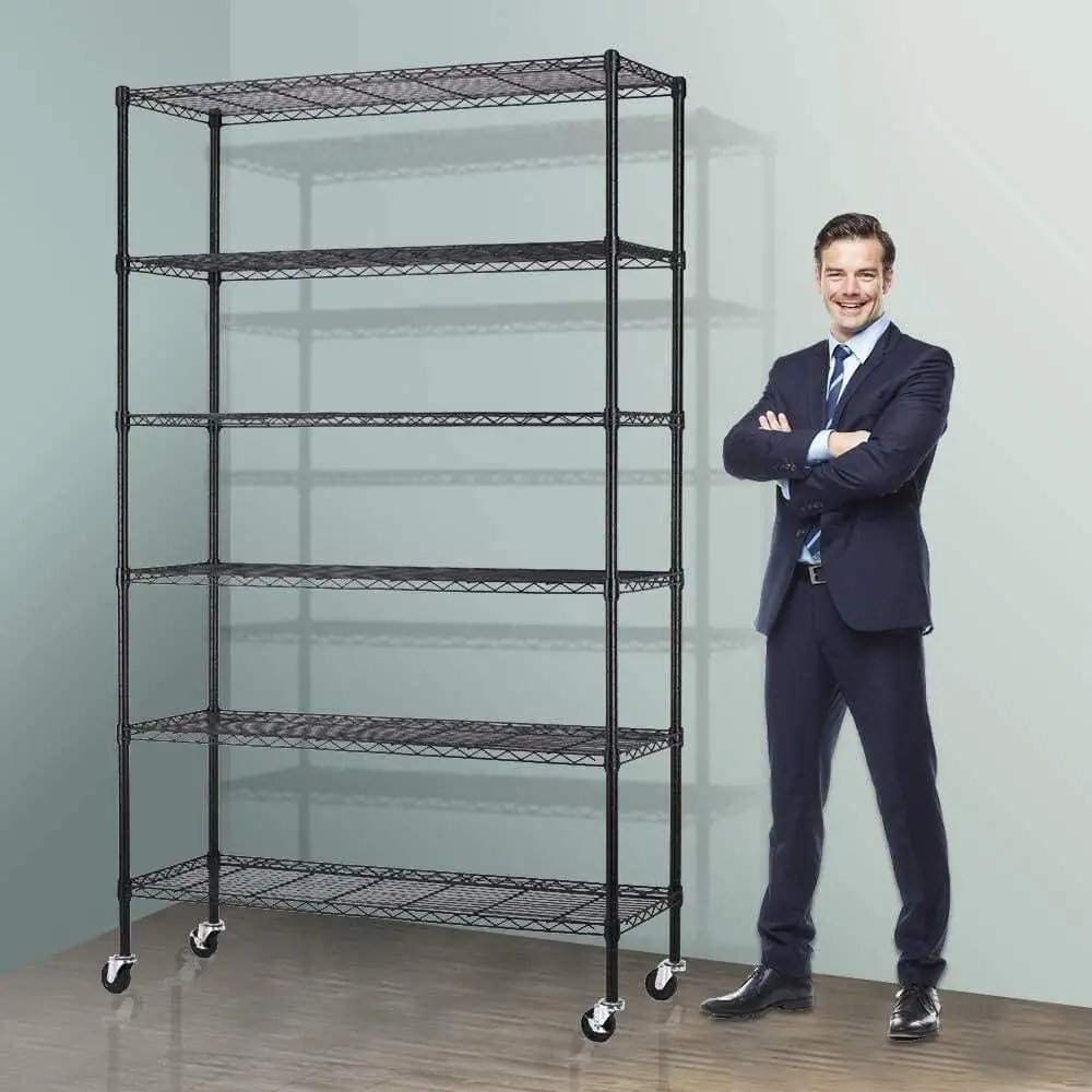 rray 6-Tier Storage Shelves NSF Certified Wire Shelving Unit on Wheels Heavy Duty Metal Shelves Adjustable Steel Shelving 2100Lbs Capacity for Closet Pantry Basement- (18x48x82. Black)