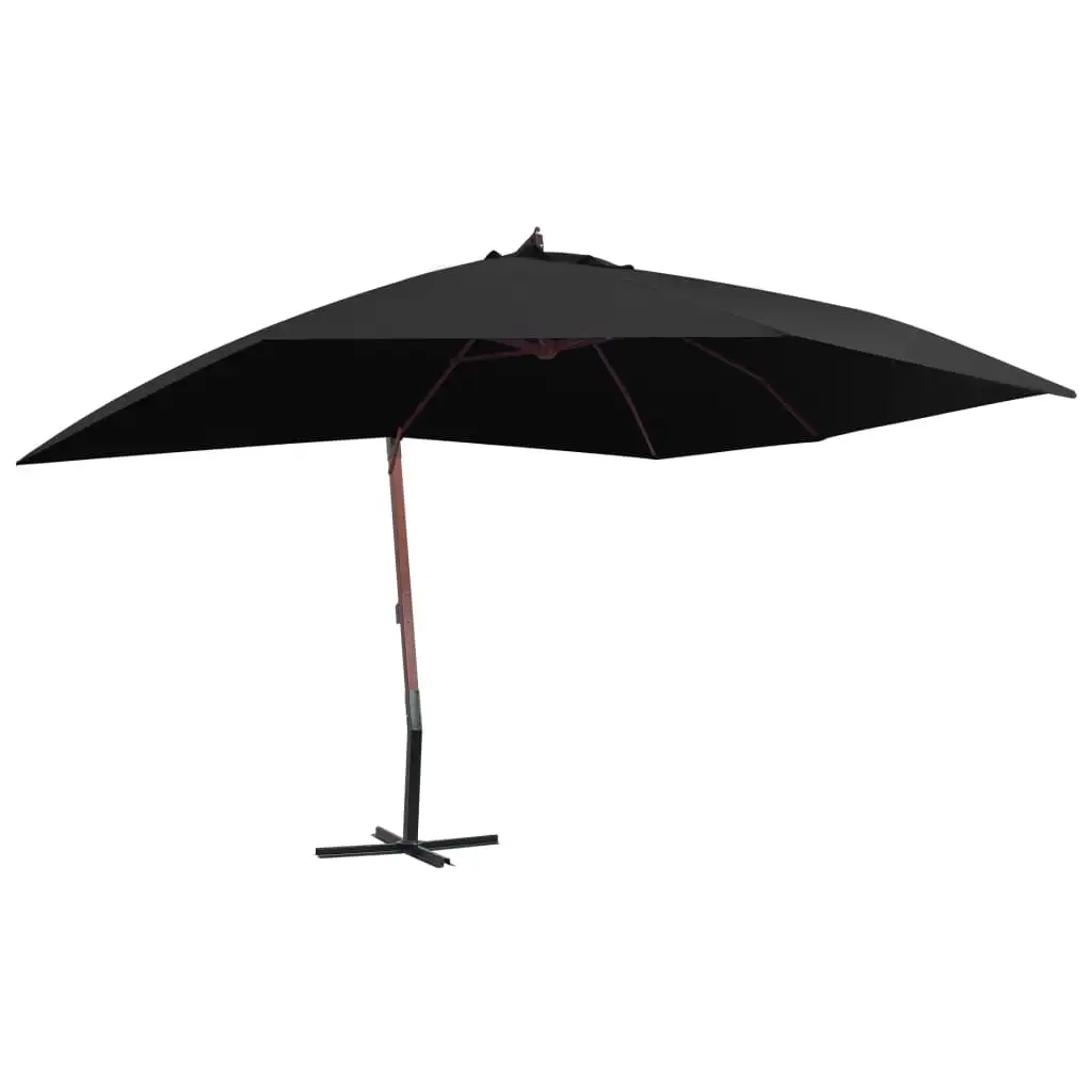 vidaXL Cantilever Umbrella Parasol Patio Sunshade Sun Shelter Bamboo and Wood