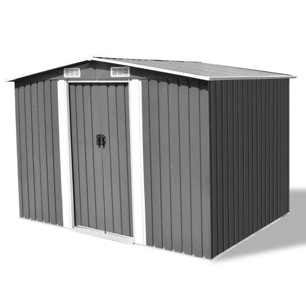 vidaXL Garden Storage Shed Gray Metal 101.2x80.7x70.1. 42907