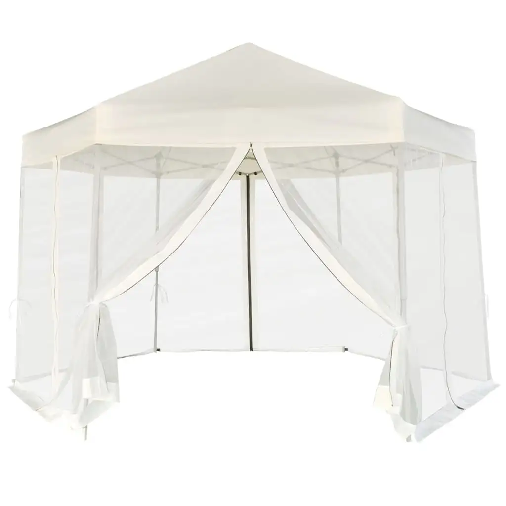 vidaXL Gazebo Hexagonal Pop-Up Canopy Party Tent Sunshade with 6 Sidewalls