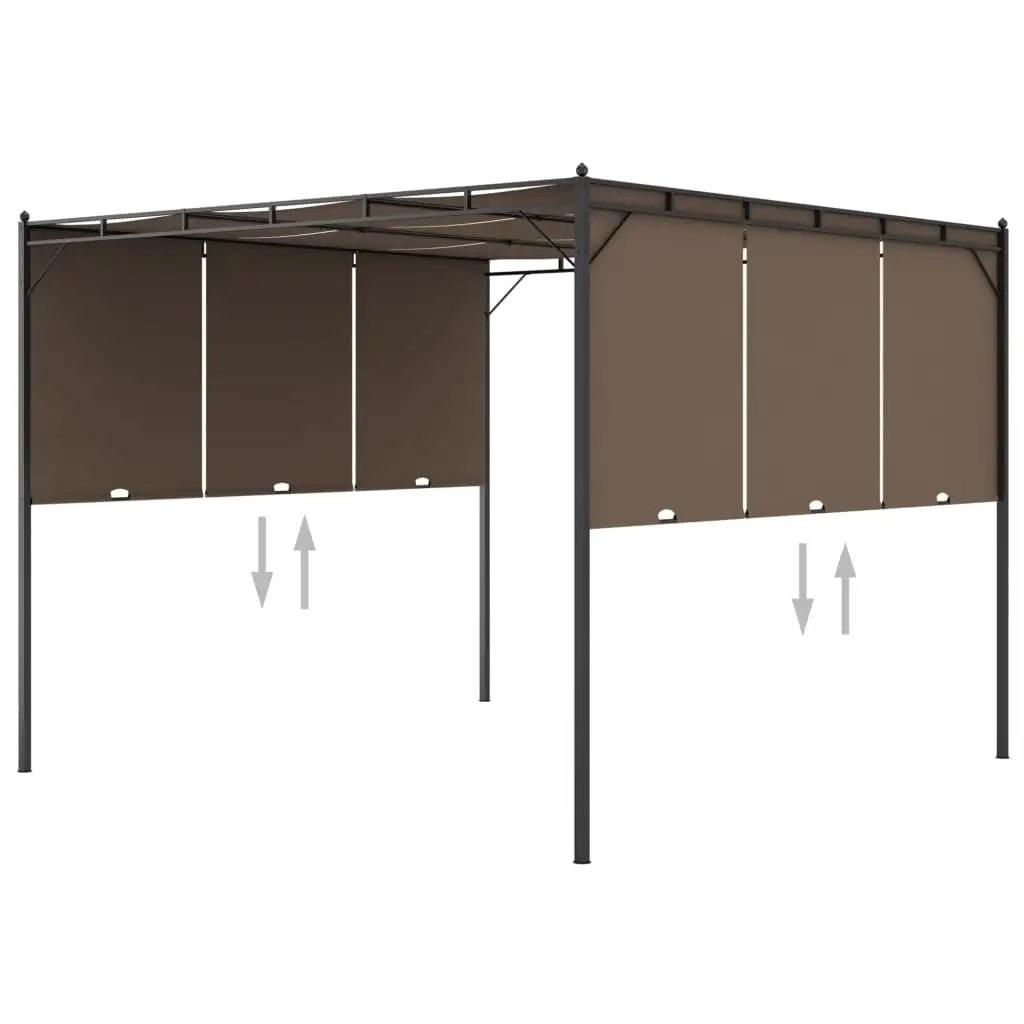 vidaXL Gazebo Outdoor Canopy Tent Patio Pavilion with Sidewall Curtains Taupe